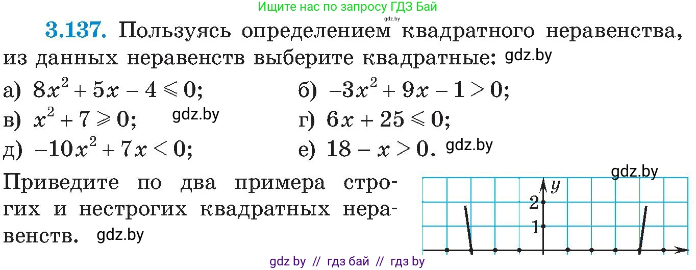 Алгебра, 8 класс Учебник, авторы: Арефьева Ирина Глебовна, Пирютко Ольга Николаевна, издательство Адукацыя i выхаванне, Минск, 2024, бирюзового цвета, страница 195, номер 3.137, Условие