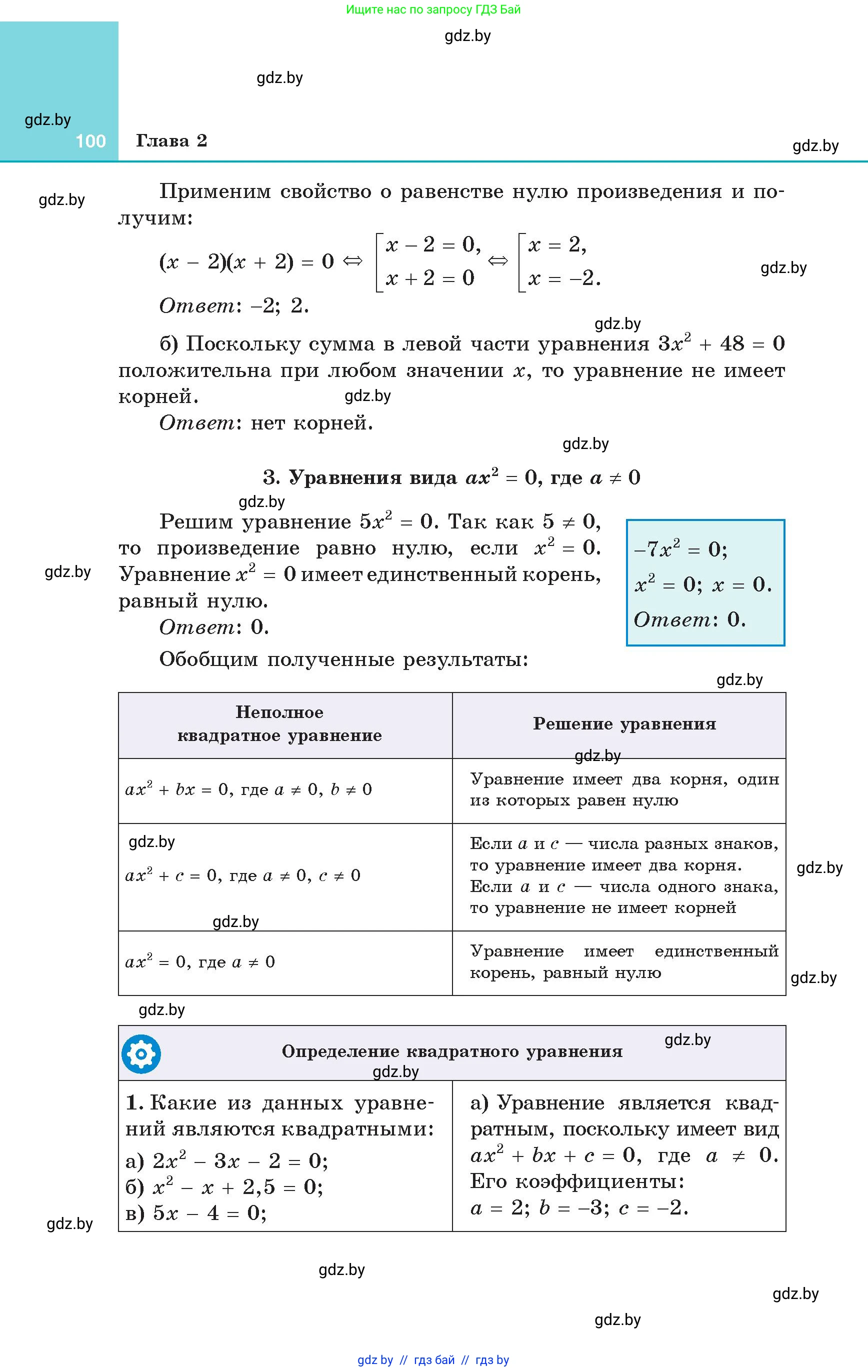 Алгебра, 8 класс Учебник, авторы: Арефьева Ирина Глебовна, Пирютко Ольга Николаевна, издательство Адукацыя i выхаванне, Минск, 2024, бирюзового цвета, страница 100