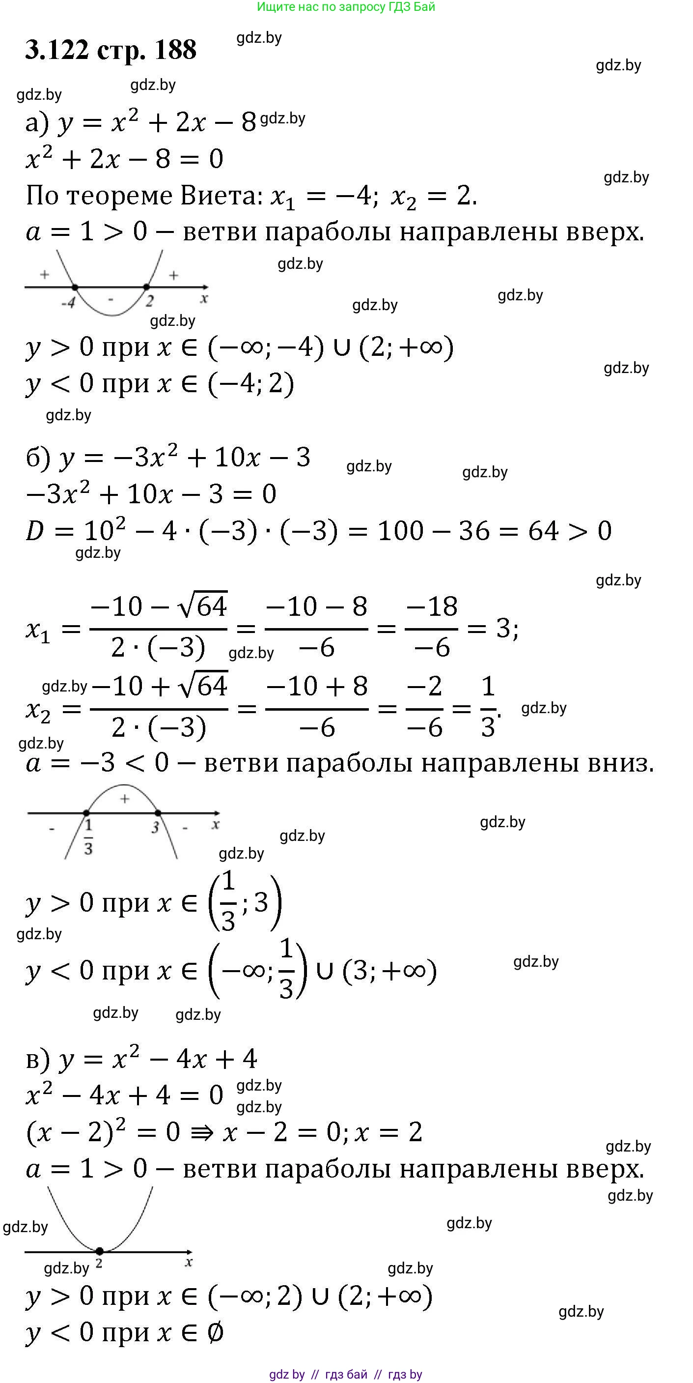Алгебра, 8 класс Учебник, авторы: Арефьева Ирина Глебовна, Пирютко Ольга Николаевна, издательство Адукацыя i выхаванне, Минск, 2024, бирюзового цвета, страница 188, номер 3.122, Решение
