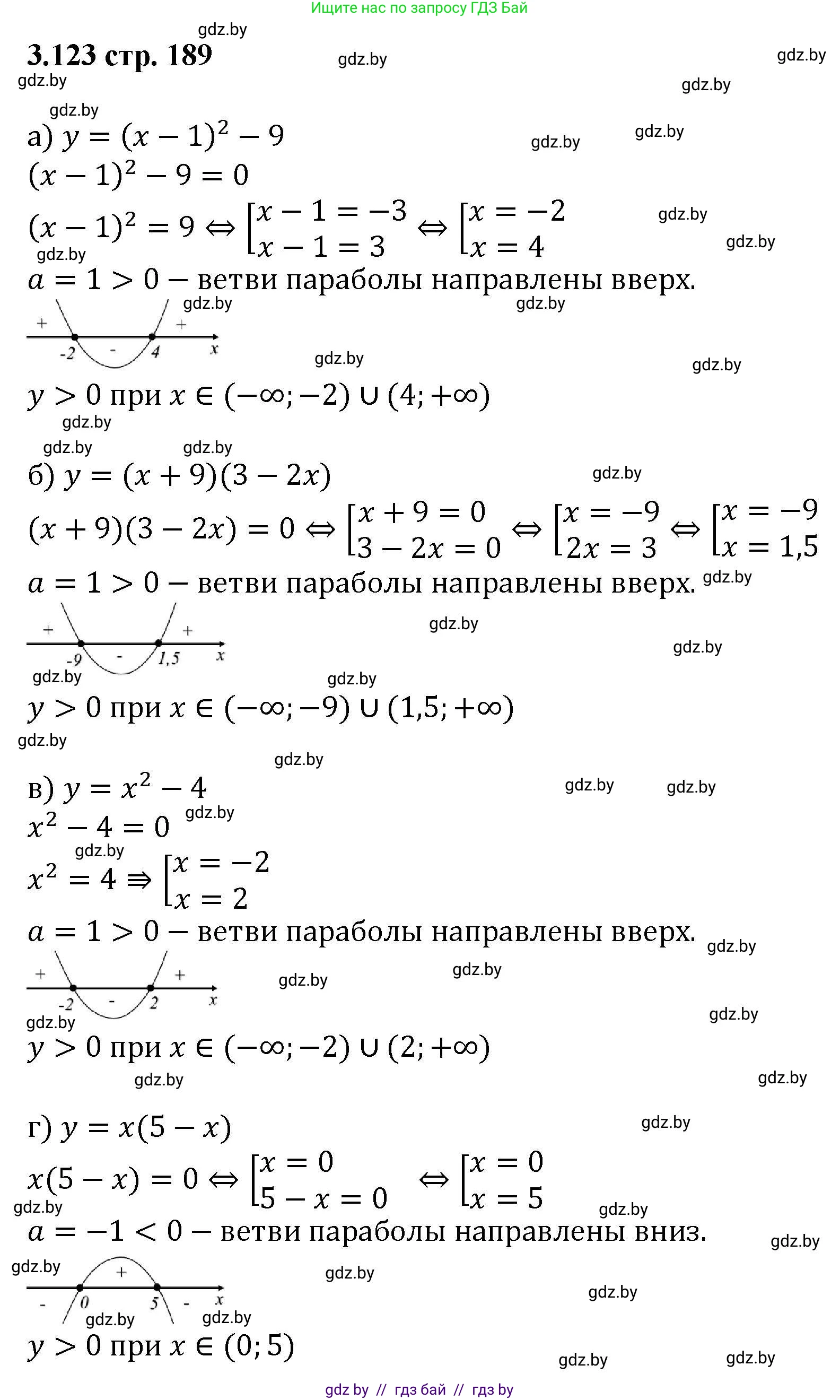 Алгебра, 8 класс Учебник, авторы: Арефьева Ирина Глебовна, Пирютко Ольга Николаевна, издательство Адукацыя i выхаванне, Минск, 2024, бирюзового цвета, страница 189, номер 3.123, Решение