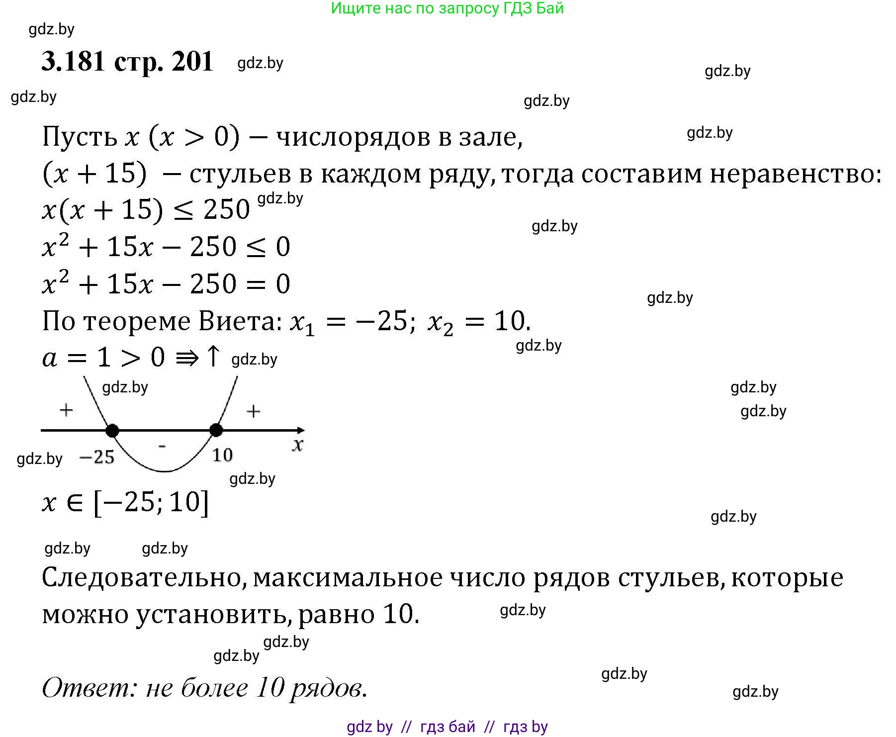 Алгебра, 8 класс Учебник, авторы: Арефьева Ирина Глебовна, Пирютко Ольга Николаевна, издательство Адукацыя i выхаванне, Минск, 2024, бирюзового цвета, страница 201, номер 3.181, Решение