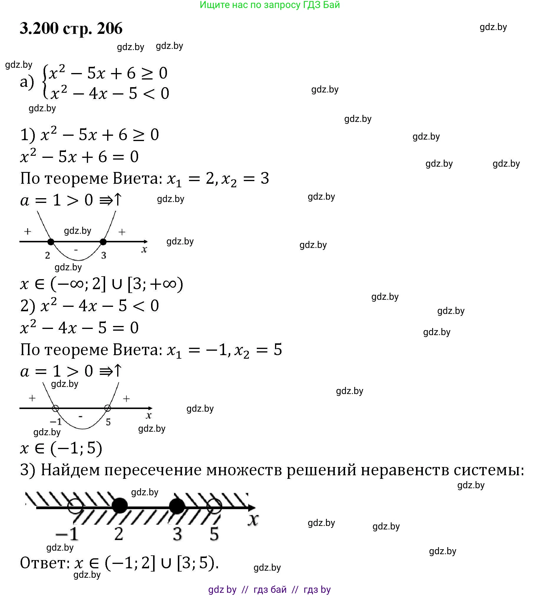 Алгебра, 8 класс Учебник, авторы: Арефьева Ирина Глебовна, Пирютко Ольга Николаевна, издательство Адукацыя i выхаванне, Минск, 2024, бирюзового цвета, страница 206, номер 3.200, Решение