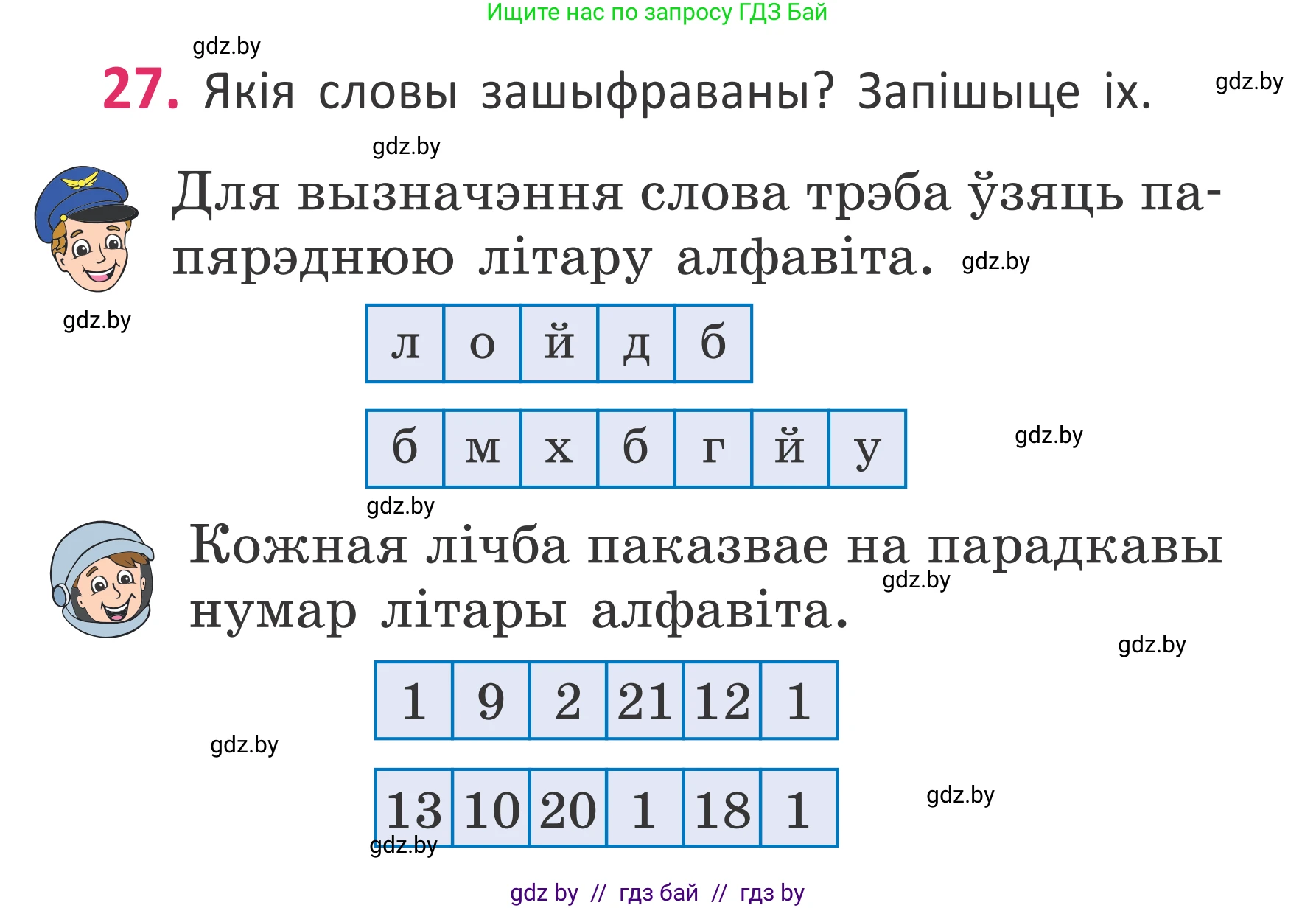 Белорусский язык (Беларуская мова), 2 класс Учебник, автор: Антановіч Наталля Міхайлаўна, издательство Нацыянальны інстытут адукацыі, Минск, 2022, голубого цвета, Часть 1, страница 21, номер 27, Условие