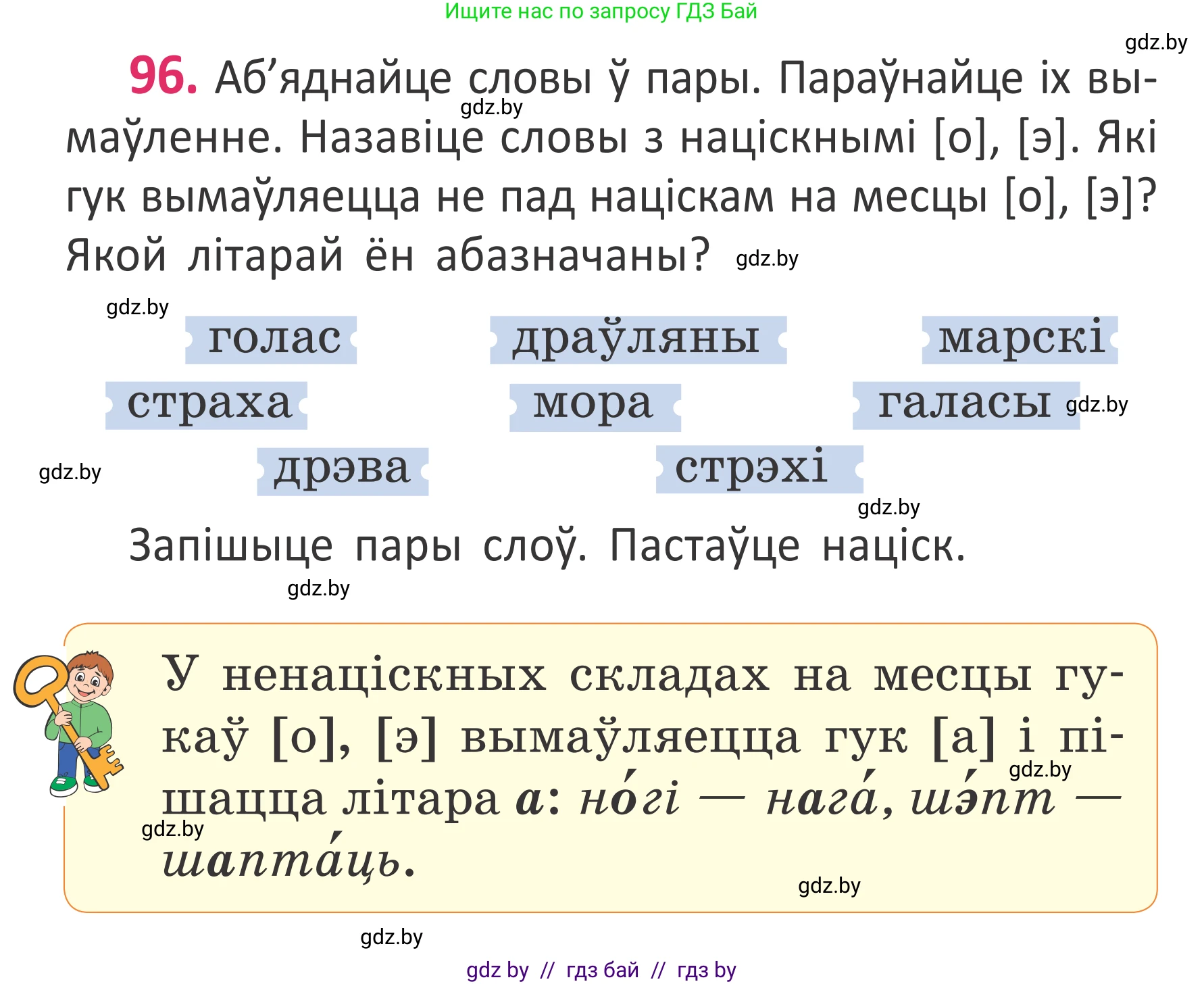 Белорусский язык (Беларуская мова), 2 класс Учебник, автор: Антановіч Наталля Міхайлаўна, издательство Нацыянальны інстытут адукацыі, Минск, 2022, голубого цвета, Часть 1, страница 68, номер 96, Условие