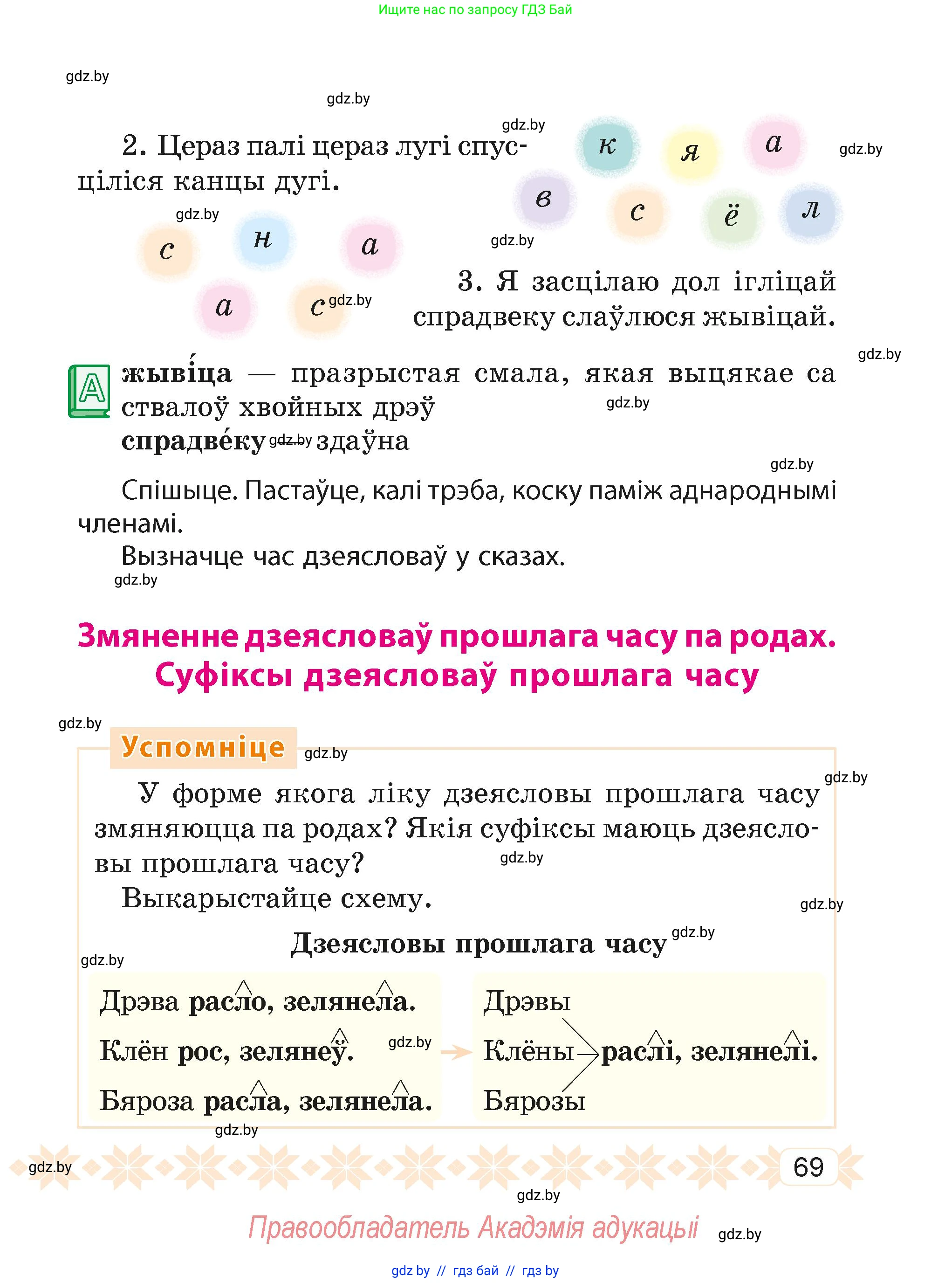 Белорусский язык (Беларуская мова), 4 класс Учебник, автор: Свірыдзенка Вольга Іванаўна, издательство Нацыянальны інстытут адукацыі, Минск, 2024, голубого цвета, Частка 2, страница 69