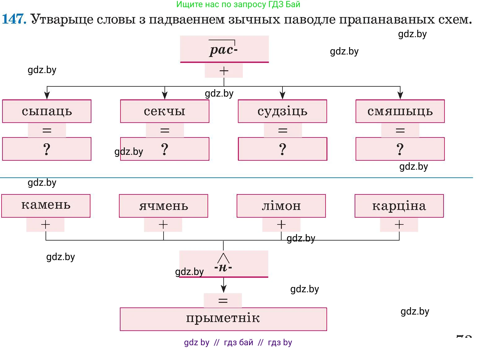 Белорусский язык (Беларуская мова), 5 класс Учебник, авторы: Валочка Ганна Міхайлаўна, Зелянко Вольга Уладзіміраўна, Мартынкевіч Святлана Васільеўна, Якуба Святлана Міхайлаўна, издательство Акадэмія адукацыі, Минск, 2024, голубого цвета, Частка 2, страница 73, номер 147, Условие