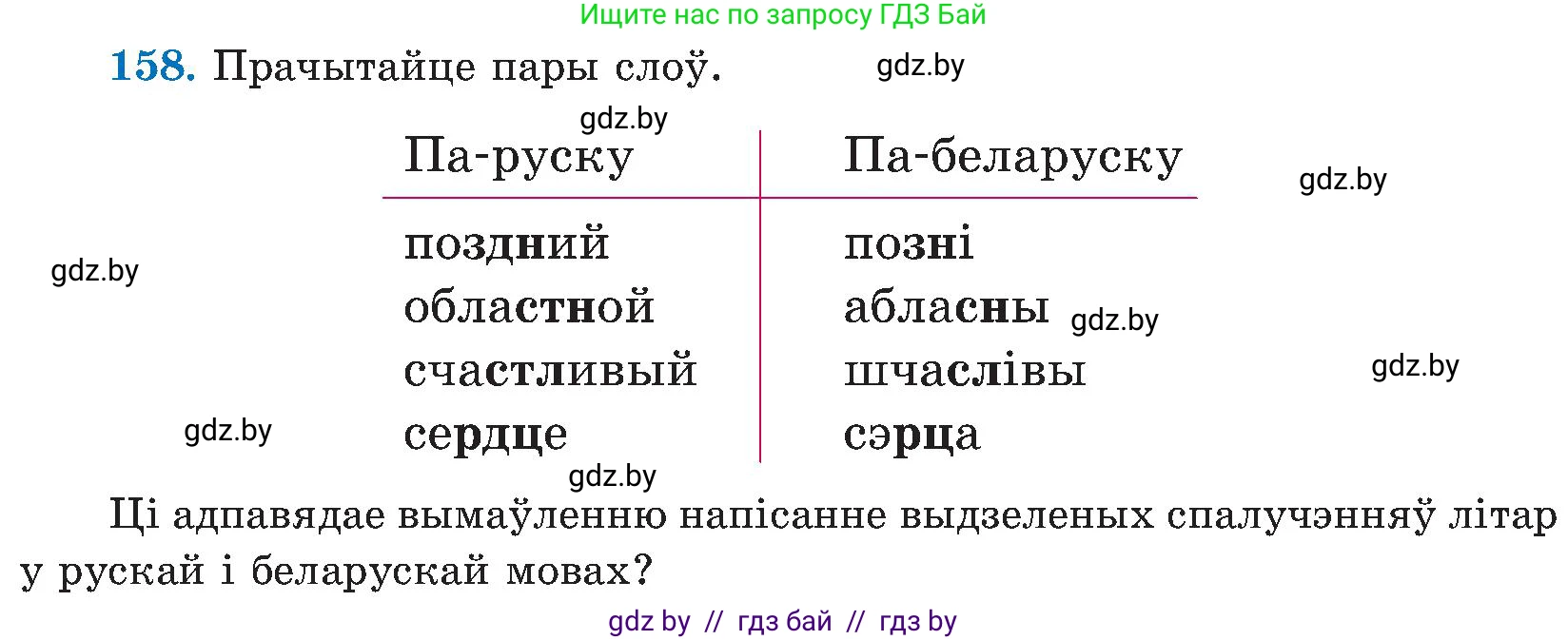 Белорусский язык (Беларуская мова), 5 класс Учебник, авторы: Валочка Ганна Міхайлаўна, Зелянко Вольга Уладзіміраўна, Мартынкевіч Святлана Васільеўна, Якуба Святлана Міхайлаўна, издательство Акадэмія адукацыі, Минск, 2024, голубого цвета, Частка 2, страница 78, номер 158, Условие