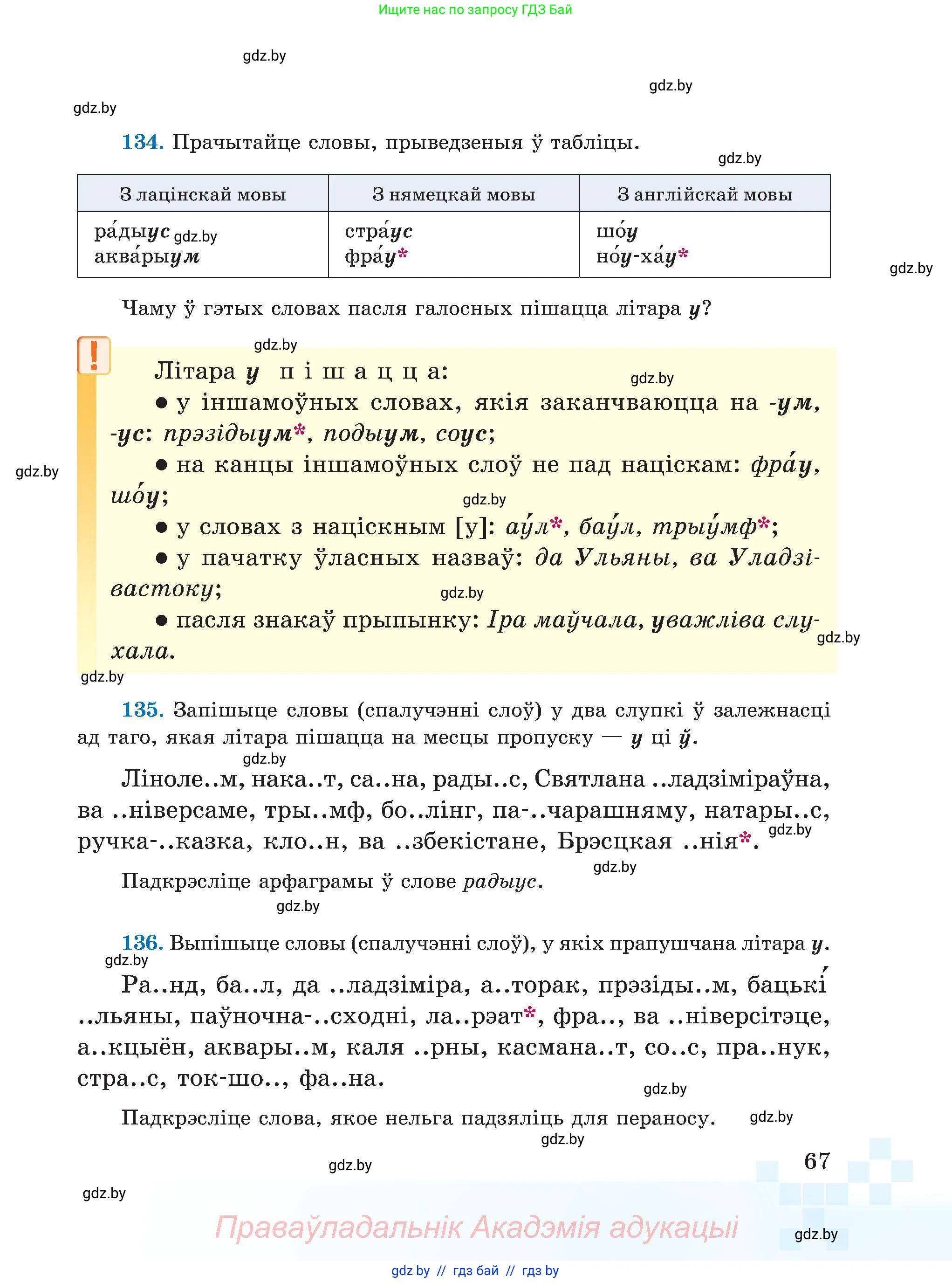 Белорусский язык (Беларуская мова), 5 класс Учебник, авторы: Валочка Ганна Міхайлаўна, Зелянко Вольга Уладзіміраўна, Мартынкевіч Святлана Васільеўна, Якуба Святлана Міхайлаўна, издательство Акадэмія адукацыі, Минск, 2024, голубого цвета, Частка 2, страница 36, номер 67, Условие