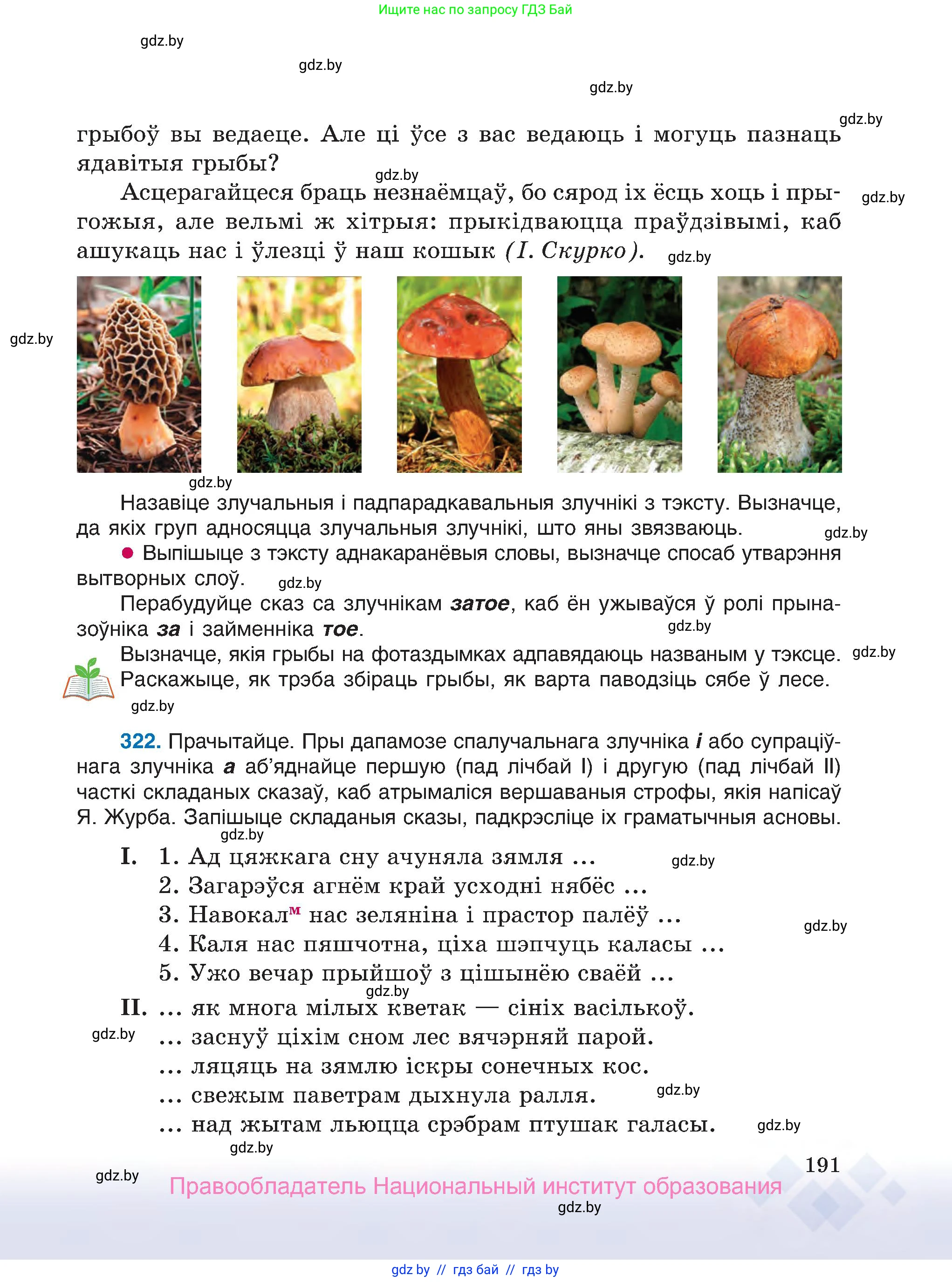 Белорусский язык (Беларуская мова), 7 класс Учебник, авторы: Валочка Ганна Міхайлаўна, Зелянко Вольга Уладзіміраўна, Язерская Святлана Анатольеўна, издательство Нацыянальны інстытут адукацыі, Минск, 2020, страница 191