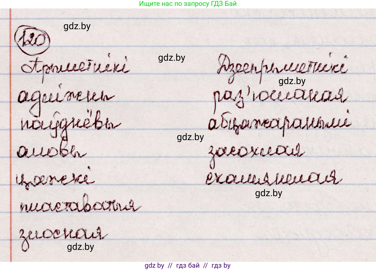 Белорусский язык (Беларуская мова), 7 класс Учебник, авторы: Валочка Ганна Міхайлаўна, Зелянко Вольга Уладзіміраўна, Язерская Святлана Анатольеўна, издательство Нацыянальны інстытут адукацыі, Минск, 2020, страница 73, номер 120, Решение