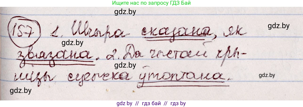 Белорусский язык (Беларуская мова), 7 класс Учебник, авторы: Валочка Ганна Міхайлаўна, Зелянко Вольга Уладзіміраўна, Язерская Святлана Анатольеўна, издательство Нацыянальны інстытут адукацыі, Минск, 2020, страница 91, номер 157, Решение