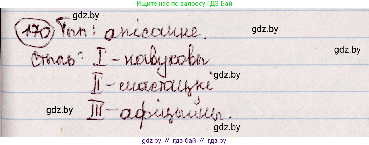 Белорусский язык (Беларуская мова), 7 класс Учебник, авторы: Валочка Ганна Міхайлаўна, Зелянко Вольга Уладзіміраўна, Язерская Святлана Анатольеўна, издательство Нацыянальны інстытут адукацыі, Минск, 2020, страница 97, номер 170, Решение