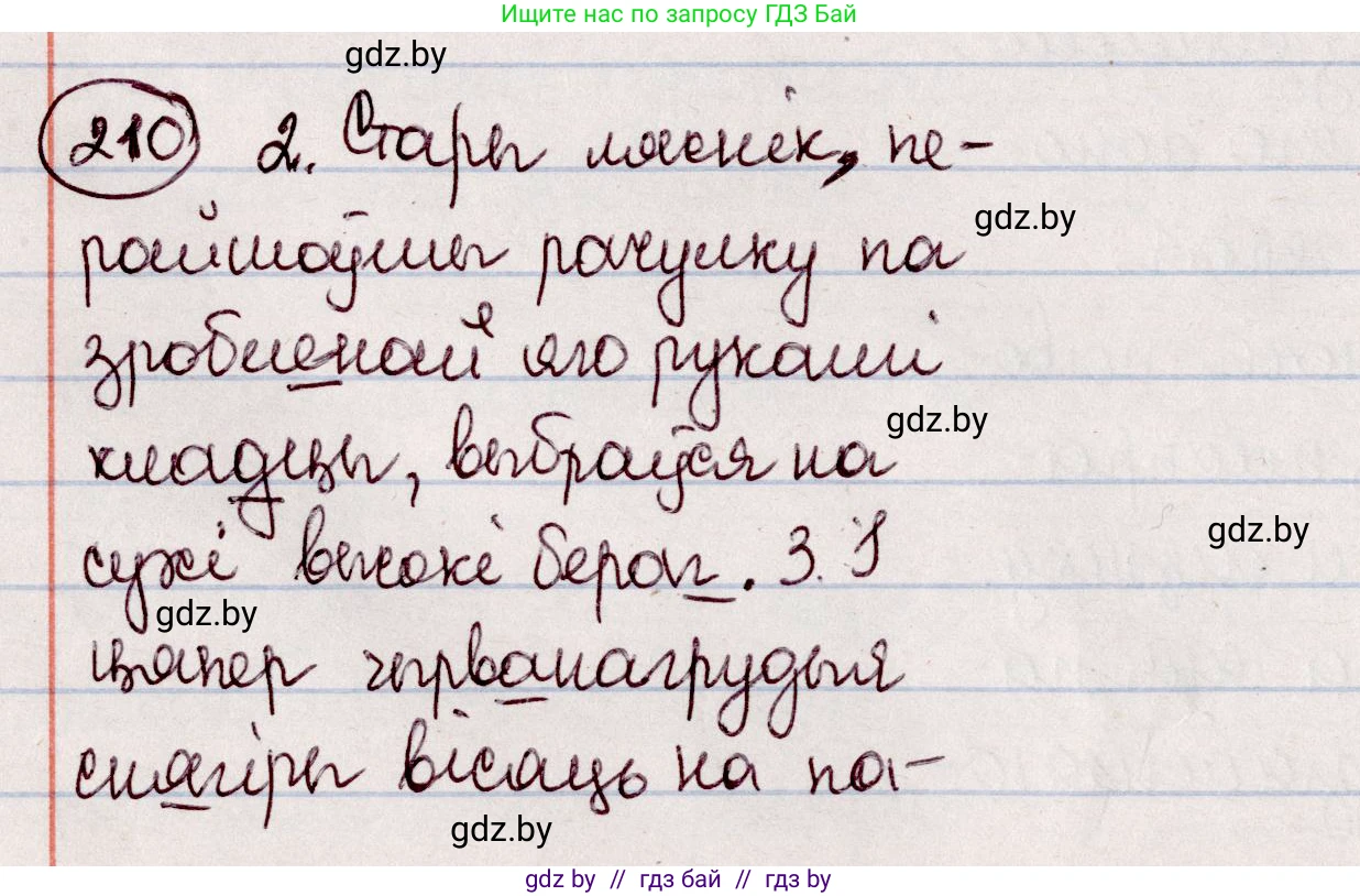 Белорусский язык (Беларуская мова), 7 класс Учебник, авторы: Валочка Ганна Міхайлаўна, Зелянко Вольга Уладзіміраўна, Язерская Святлана Анатольеўна, издательство Нацыянальны інстытут адукацыі, Минск, 2020, страница 117, номер 210, Решение