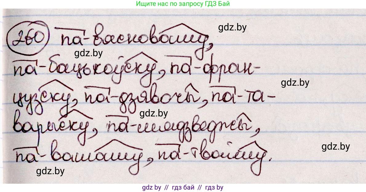 Белорусский язык (Беларуская мова), 7 класс Учебник, авторы: Валочка Ганна Міхайлаўна, Зелянко Вольга Уладзіміраўна, Язерская Святлана Анатольеўна, издательство Нацыянальны інстытут адукацыі, Минск, 2020, страница 147, номер 260, Решение