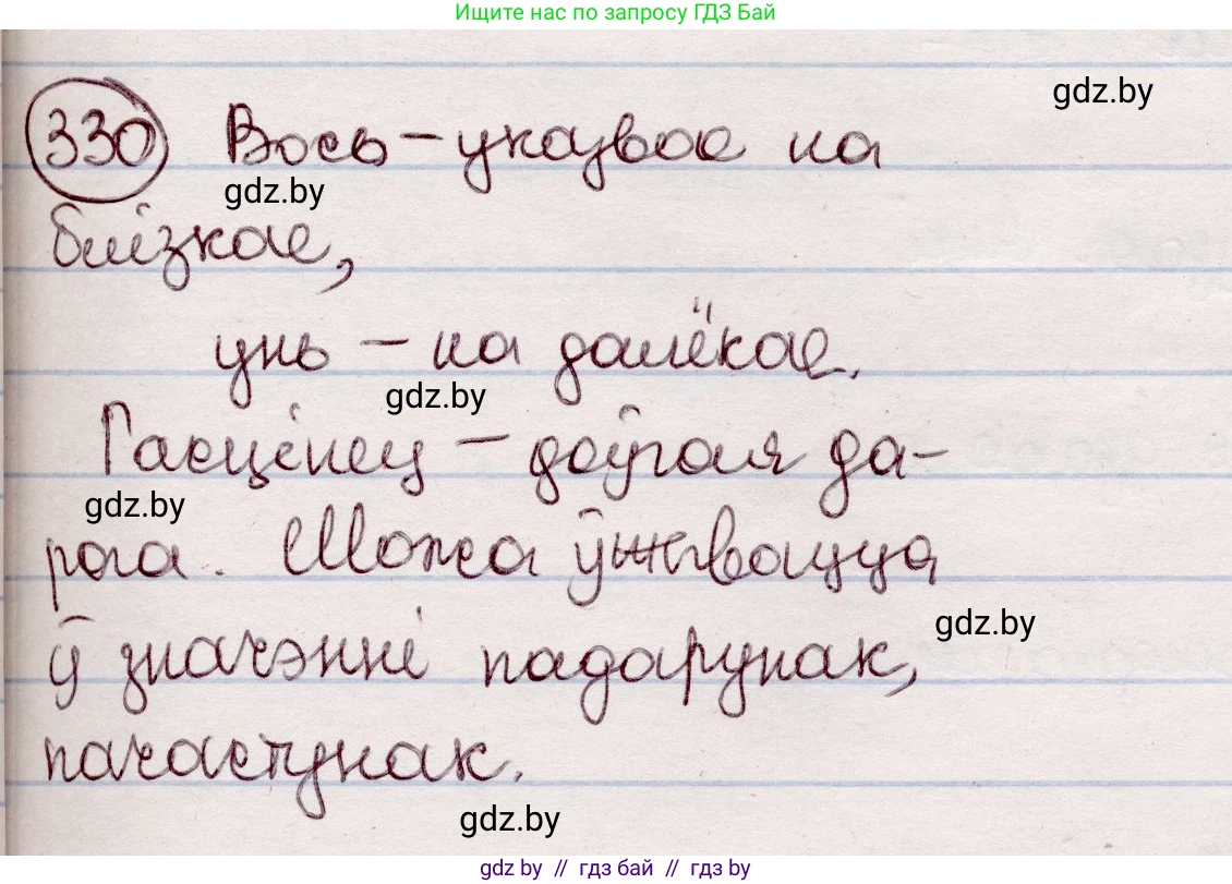 Белорусский язык (Беларуская мова), 7 класс Учебник, авторы: Валочка Ганна Міхайлаўна, Зелянко Вольга Уладзіміраўна, Язерская Святлана Анатольеўна, издательство Нацыянальны інстытут адукацыі, Минск, 2020, страница 197, номер 330, Решение