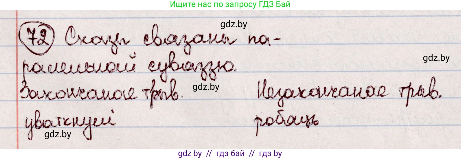 Белорусский язык (Беларуская мова), 7 класс Учебник, авторы: Валочка Ганна Міхайлаўна, Зелянко Вольга Уладзіміраўна, Язерская Святлана Анатольеўна, издательство Нацыянальны інстытут адукацыі, Минск, 2020, страница 46, номер 72, Решение