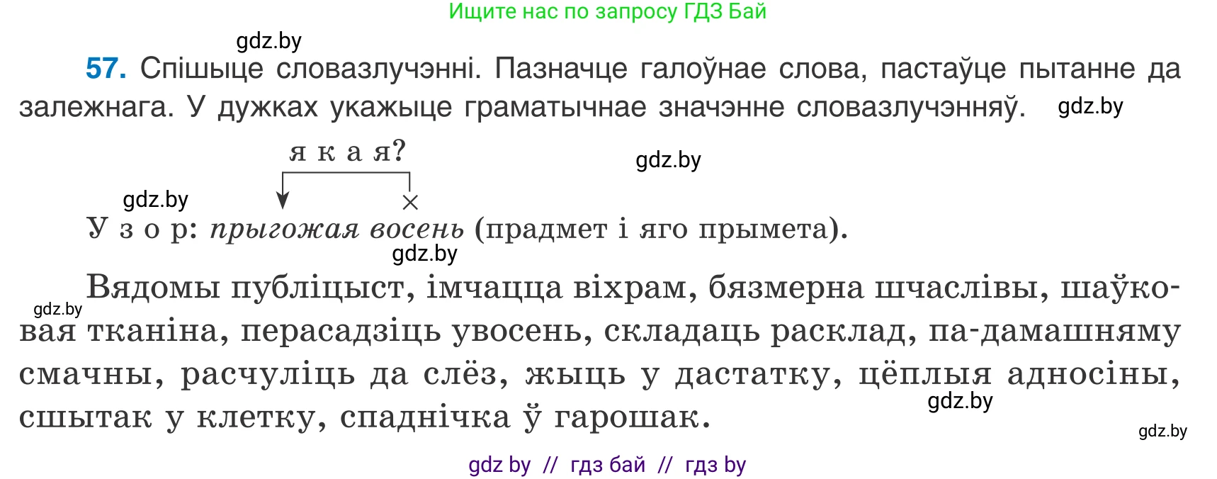 Белорусский язык (Беларуская мова), 8 класс Учебник, авторы: Бадзевіч Зінаіда Іванаўна, Саматыя Ірына Мікалаеўна, издательство Нацыянальны інстытут адукацыі, Минск, 2020, страница 47, номер 57, Условие