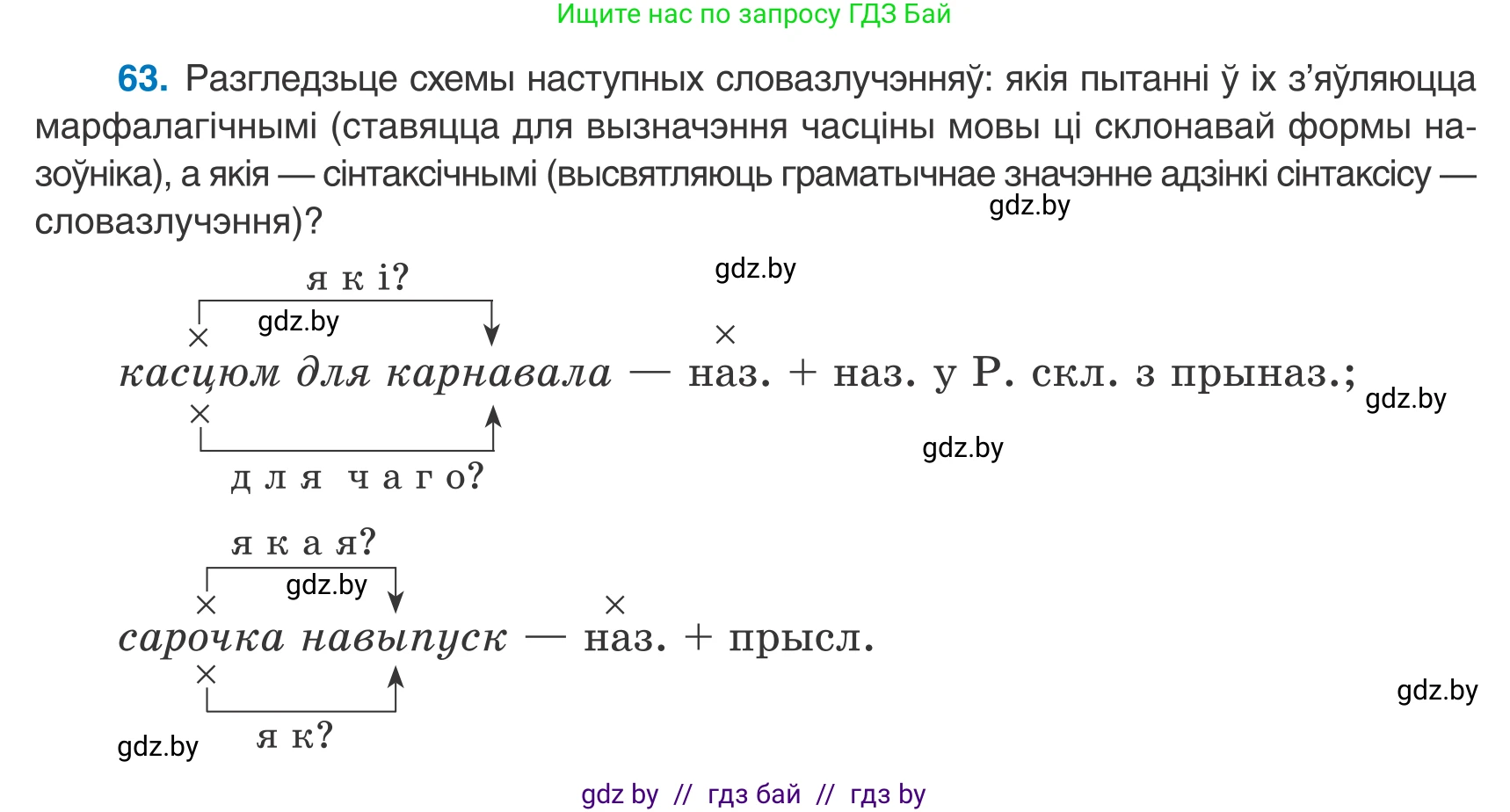Белорусский язык (Беларуская мова), 8 класс Учебник, авторы: Бадзевіч Зінаіда Іванаўна, Саматыя Ірына Мікалаеўна, издательство Нацыянальны інстытут адукацыі, Минск, 2020, страница 49, номер 63, Условие