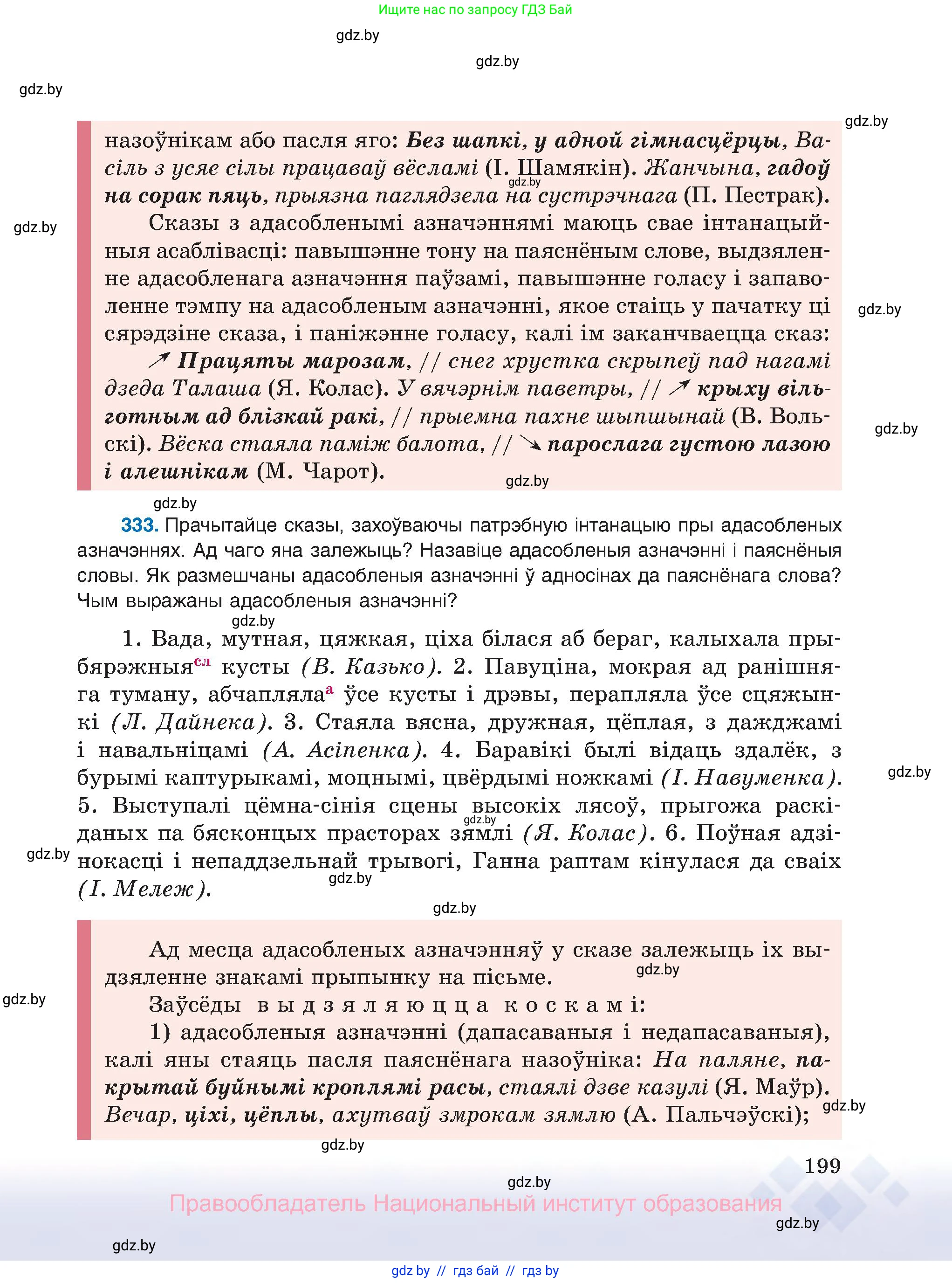 Белорусский язык (Беларуская мова), 8 класс Учебник, авторы: Бадзевіч Зінаіда Іванаўна, Саматыя Ірына Мікалаеўна, издательство Нацыянальны інстытут адукацыі, Минск, 2020, страница 199