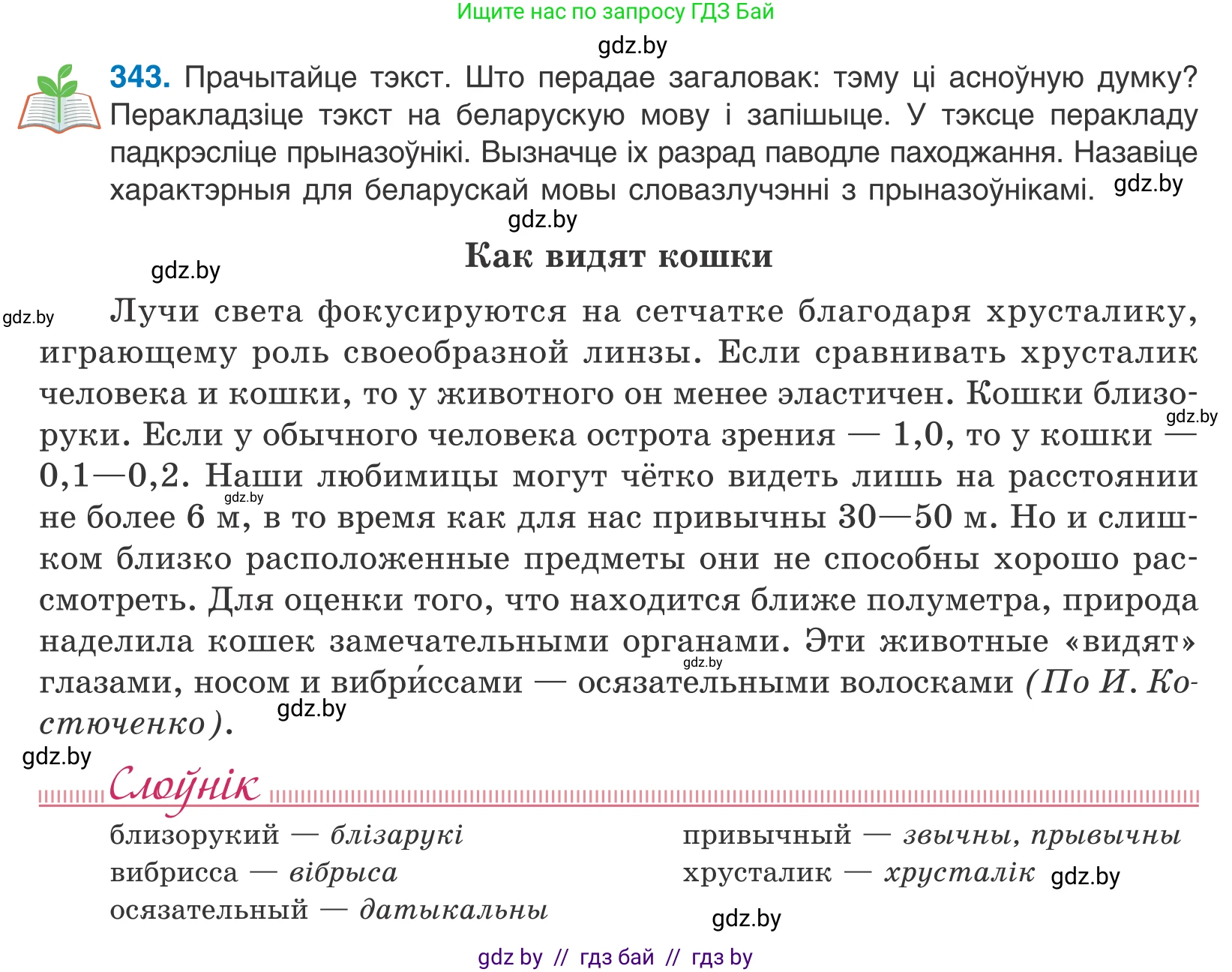 Белорусский язык (Беларуская мова), 10 класс Учебник, авторы: Валочка Ганна Міхайлаўна, Васюковіч Людміла Сяргееўна, Зелянко Вольга Уладзіміраўна, Міхнёнак С С, Якуба Святлана Міхайлаўна, издательство Нацыянальны інстытут адукацыі, Минск, 2020, страница 209, номер 343, Условие