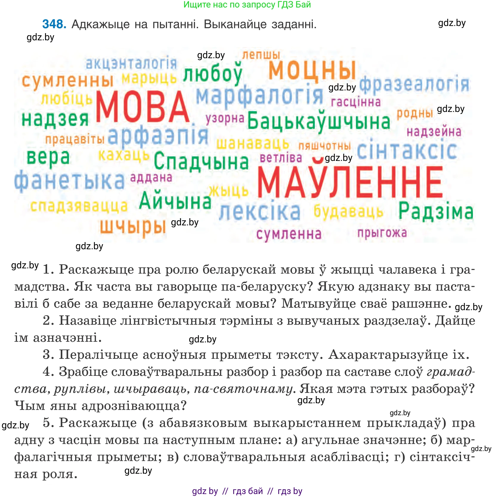 Белорусский язык (Беларуская мова), 10 класс Учебник, авторы: Валочка Ганна Міхайлаўна, Васюковіч Людміла Сяргееўна, Зелянко Вольга Уладзіміраўна, Міхнёнак С С, Якуба Святлана Міхайлаўна, издательство Нацыянальны інстытут адукацыі, Минск, 2020, страница 216, номер 348, Условие