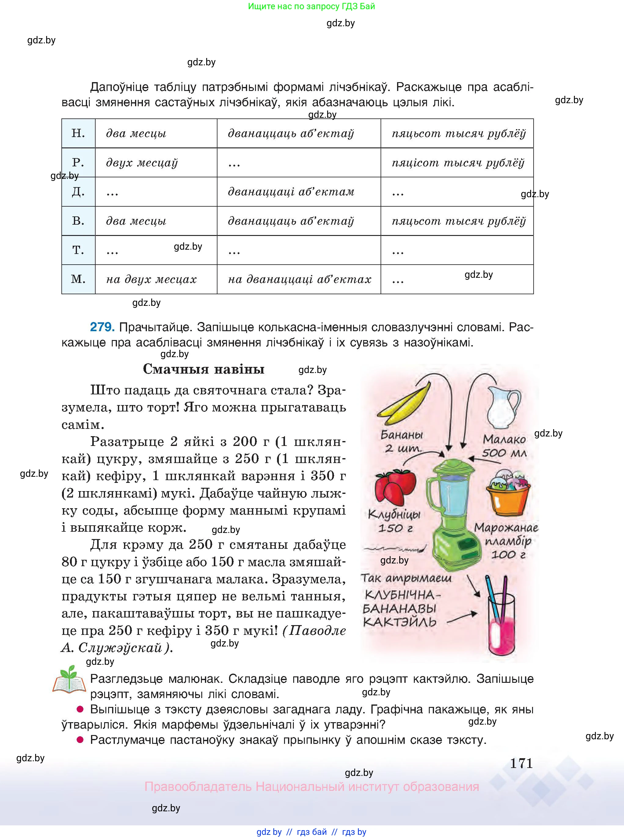 Белорусский язык (Беларуская мова), 10 класс Учебник, авторы: Валочка Ганна Міхайлаўна, Васюковіч Людміла Сяргееўна, Зелянко Вольга Уладзіміраўна, Міхнёнак С С, Якуба Святлана Міхайлаўна, издательство Нацыянальны інстытут адукацыі, Минск, 2020, страница 171