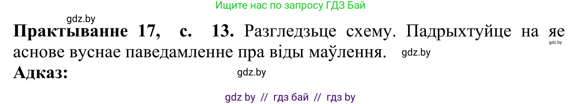 Белорусский язык (Беларуская мова), 10 класс Учебник, авторы: Валочка Ганна Міхайлаўна, Васюковіч Людміла Сяргееўна, Зелянко Вольга Уладзіміраўна, Міхнёнак С С, Якуба Святлана Міхайлаўна, издательство Нацыянальны інстытут адукацыі, Минск, 2020, страница 13, номер 17, Решение 1