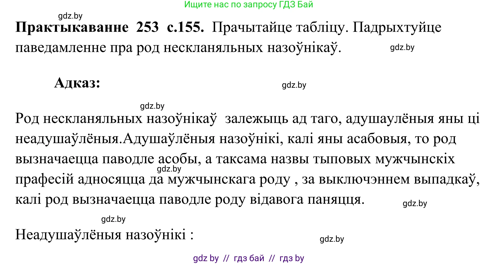 Белорусский язык (Беларуская мова), 10 класс Учебник, авторы: Валочка Ганна Міхайлаўна, Васюковіч Людміла Сяргееўна, Зелянко Вольга Уладзіміраўна, Міхнёнак С С, Якуба Святлана Міхайлаўна, издательство Нацыянальны інстытут адукацыі, Минск, 2020, страница 155, номер 253, Решение 1