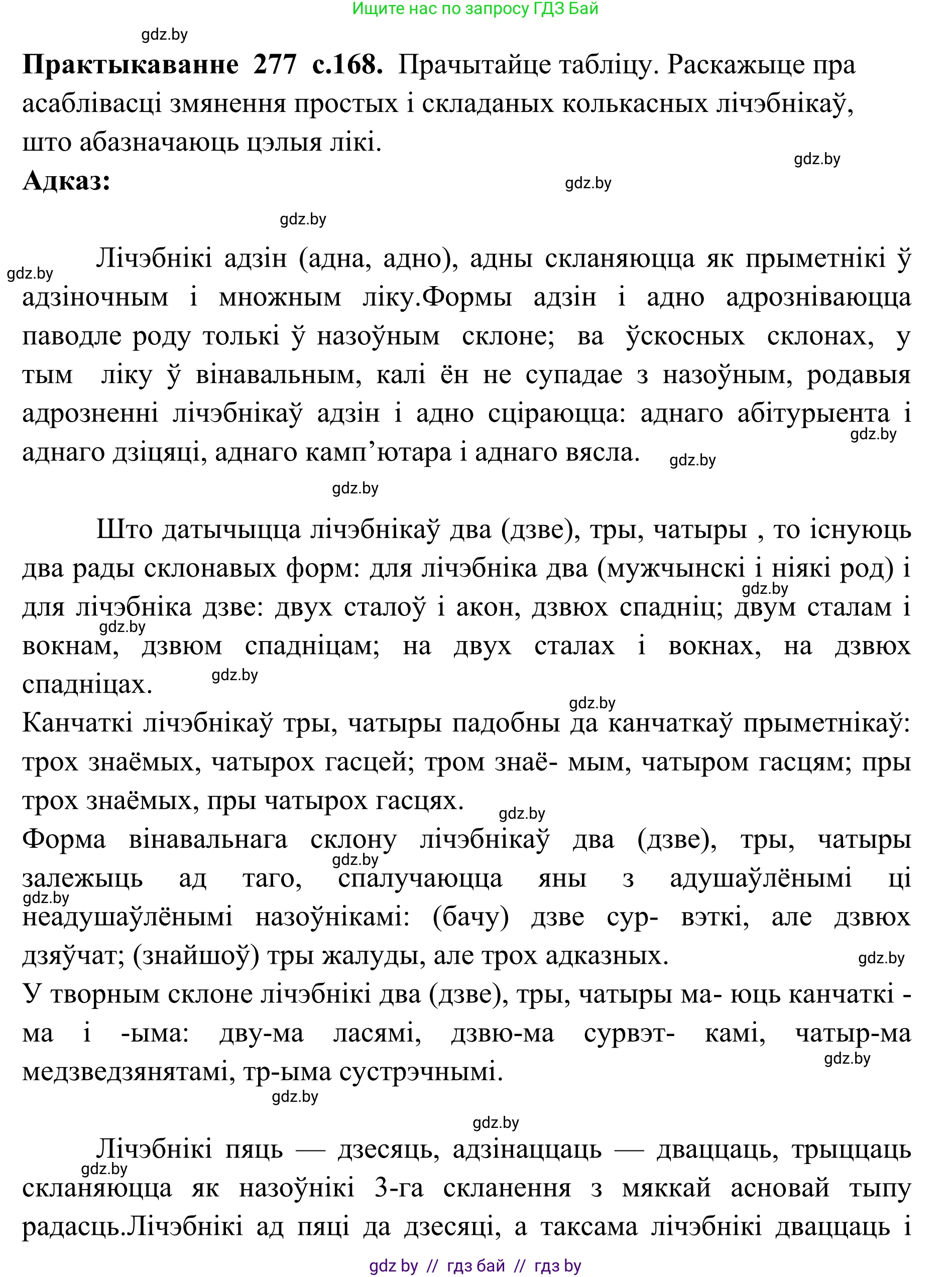 Белорусский язык (Беларуская мова), 10 класс Учебник, авторы: Валочка Ганна Міхайлаўна, Васюковіч Людміла Сяргееўна, Зелянко Вольга Уладзіміраўна, Міхнёнак С С, Якуба Святлана Міхайлаўна, издательство Нацыянальны інстытут адукацыі, Минск, 2020, страница 168, номер 277, Решение 1