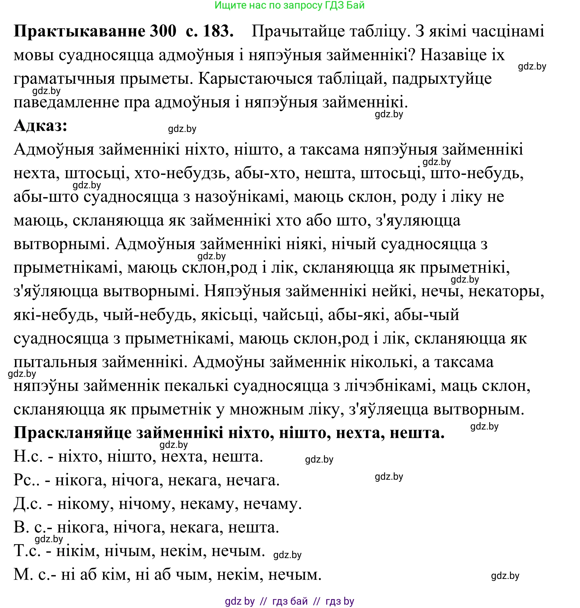 Белорусский язык (Беларуская мова), 10 класс Учебник, авторы: Валочка Ганна Міхайлаўна, Васюковіч Людміла Сяргееўна, Зелянко Вольга Уладзіміраўна, Міхнёнак С С, Якуба Святлана Міхайлаўна, издательство Нацыянальны інстытут адукацыі, Минск, 2020, страница 183, номер 300, Решение 1