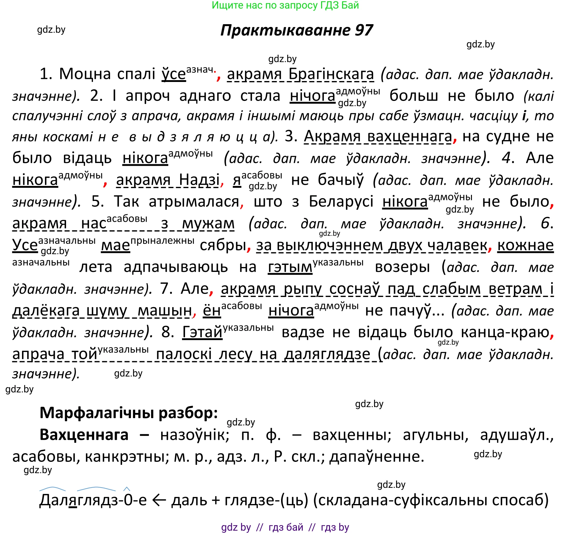 Белорусский язык (Беларуская мова), 11 класс Учебник, авторы: Валочка Ганна Міхайлаўна, Васюковіч Людміла Сяргееўна, Зелянко Вольга Уладзіміраўна, Міхнёнак С С, Якуба Святлана Міхайлаўна, издательство Нацыянальны інстытут адукацыі, Минск, 2021, страница 71, номер 97, Решение 1