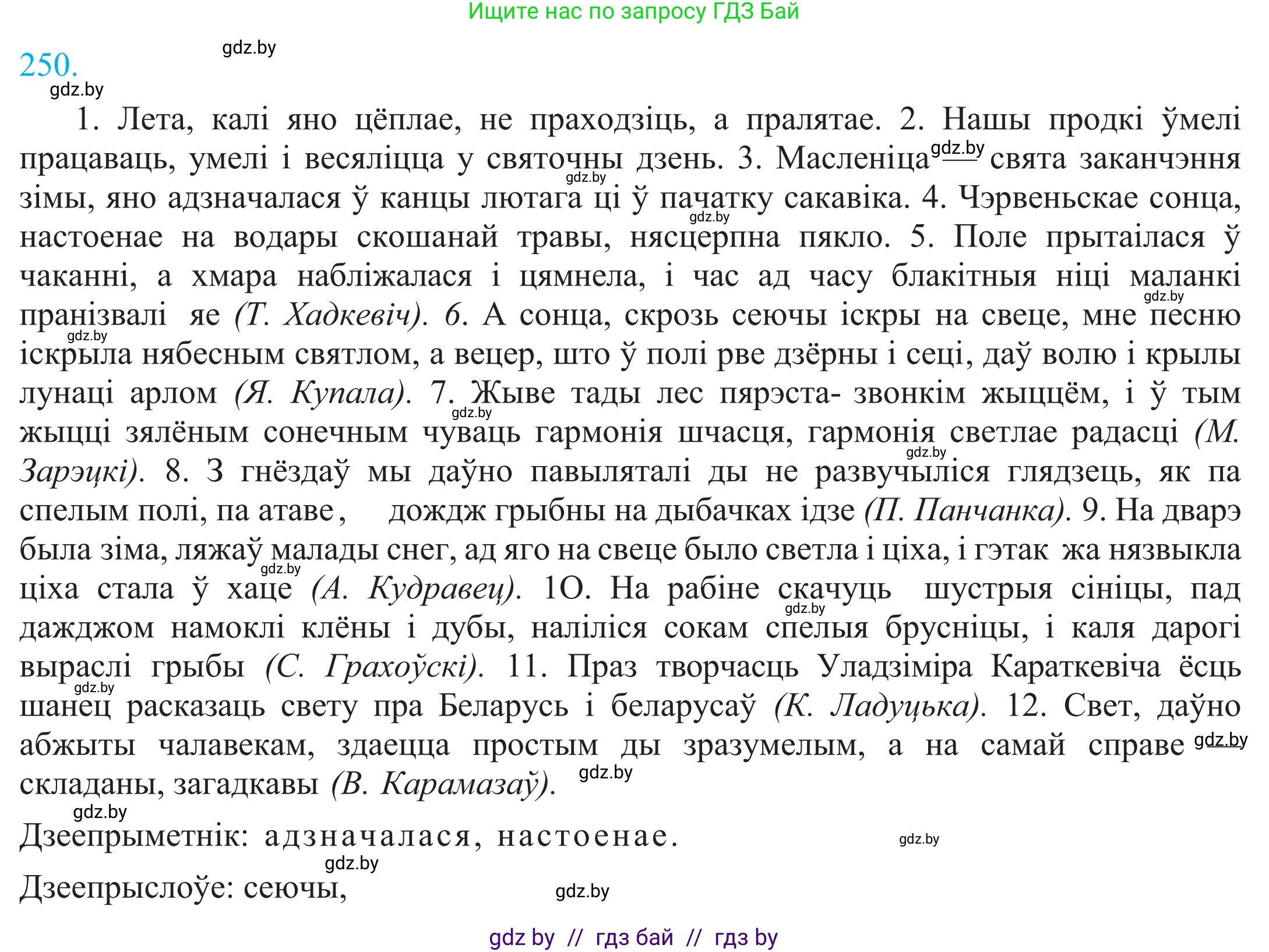 Белорусский язык (Беларуская мова), 11 класс Учебник, авторы: Валочка Ганна Міхайлаўна, Васюковіч Людміла Сяргееўна, Зелянко Вольга Уладзіміраўна, Міхнёнак С С, Якуба Святлана Міхайлаўна, издательство Нацыянальны інстытут адукацыі, Минск, 2021, страница 169, номер 250, Решение 2