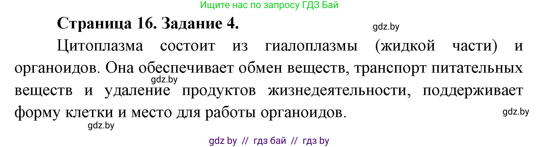 Биология, 6 класс Сборник контрольных и самостоятельных работ, авторы: Городович Наталья Ивановна, Капцевич Марина Викторовна, Сеген Елена Адамовна, издательство Аверсэв, Минск, 2021, страница 16, номер 4, Решение