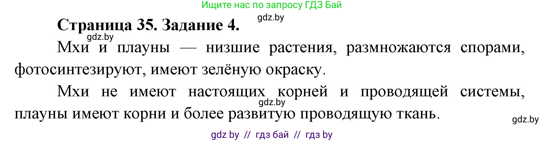 Биология, 6 класс Сборник контрольных и самостоятельных работ, авторы: Городович Наталья Ивановна, Капцевич Марина Викторовна, Сеген Елена Адамовна, издательство Аверсэв, Минск, 2021, страница 35, номер 4, Решение
