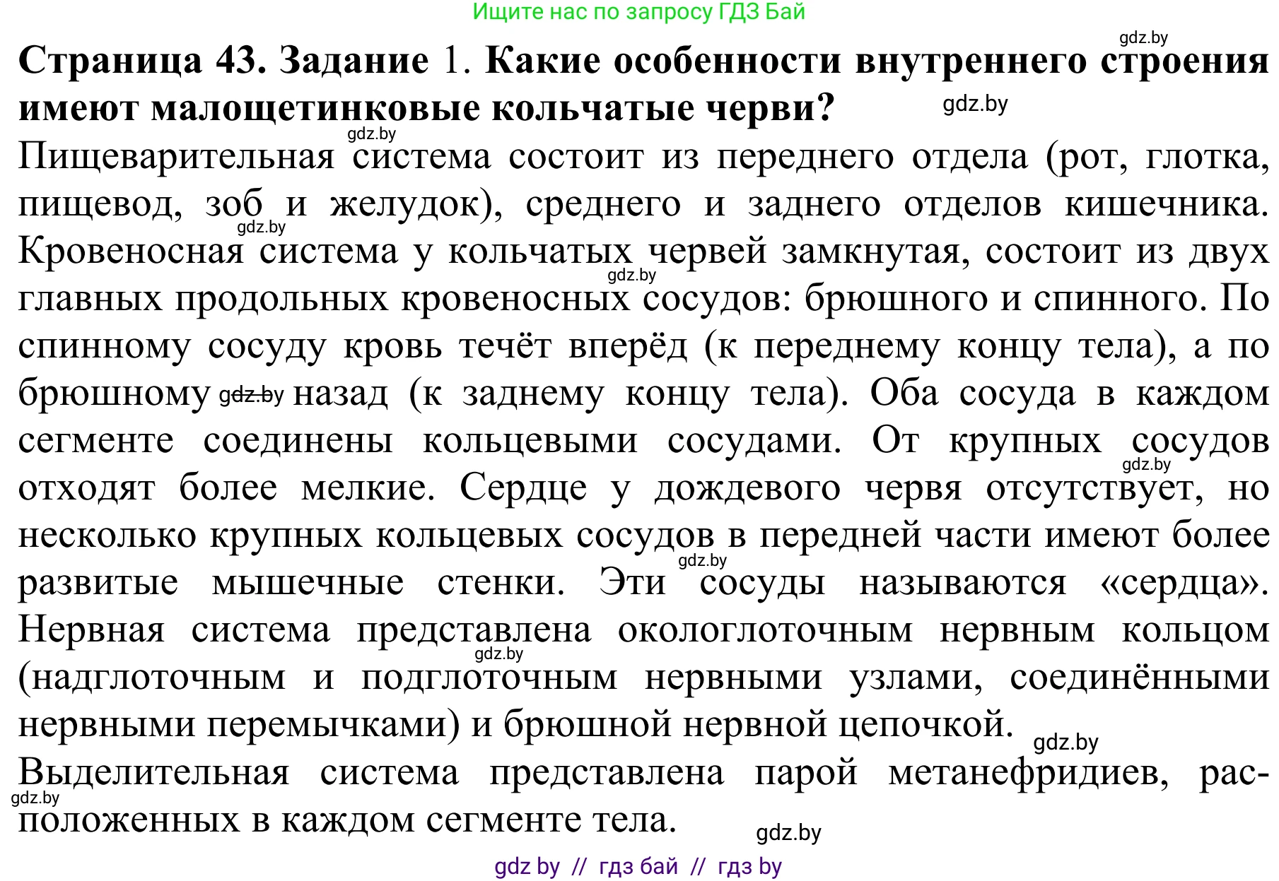 Биология, 8 класс Учебник, авторы: Бедарик Ирина Геннадьевна, Бедарик Александр Евгеньевич, Иванов Владимир Николаевич, издательство Адукацыя i выхаванне, Минск, 2023, зелёного цвета, страница 43, Решение