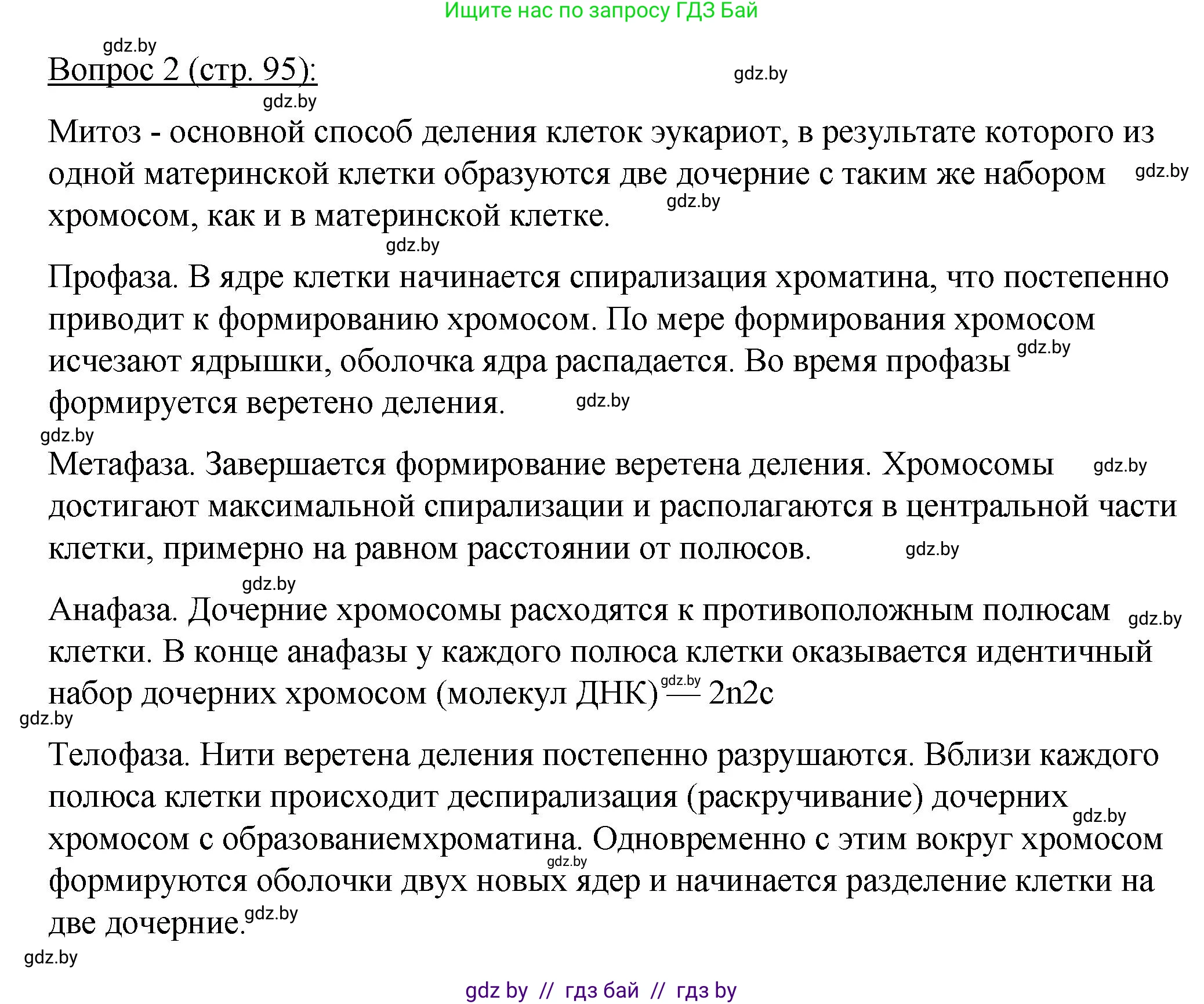 Биология, 11 класс Учебник, авторы: Дашков Максим Леонидович, Песнякевич Александр Георгиевич, Головач Алексей Михайлович, издательство Народная асвета, Минск, 2021, голубого цвета, страница 95, номер 2, Решение