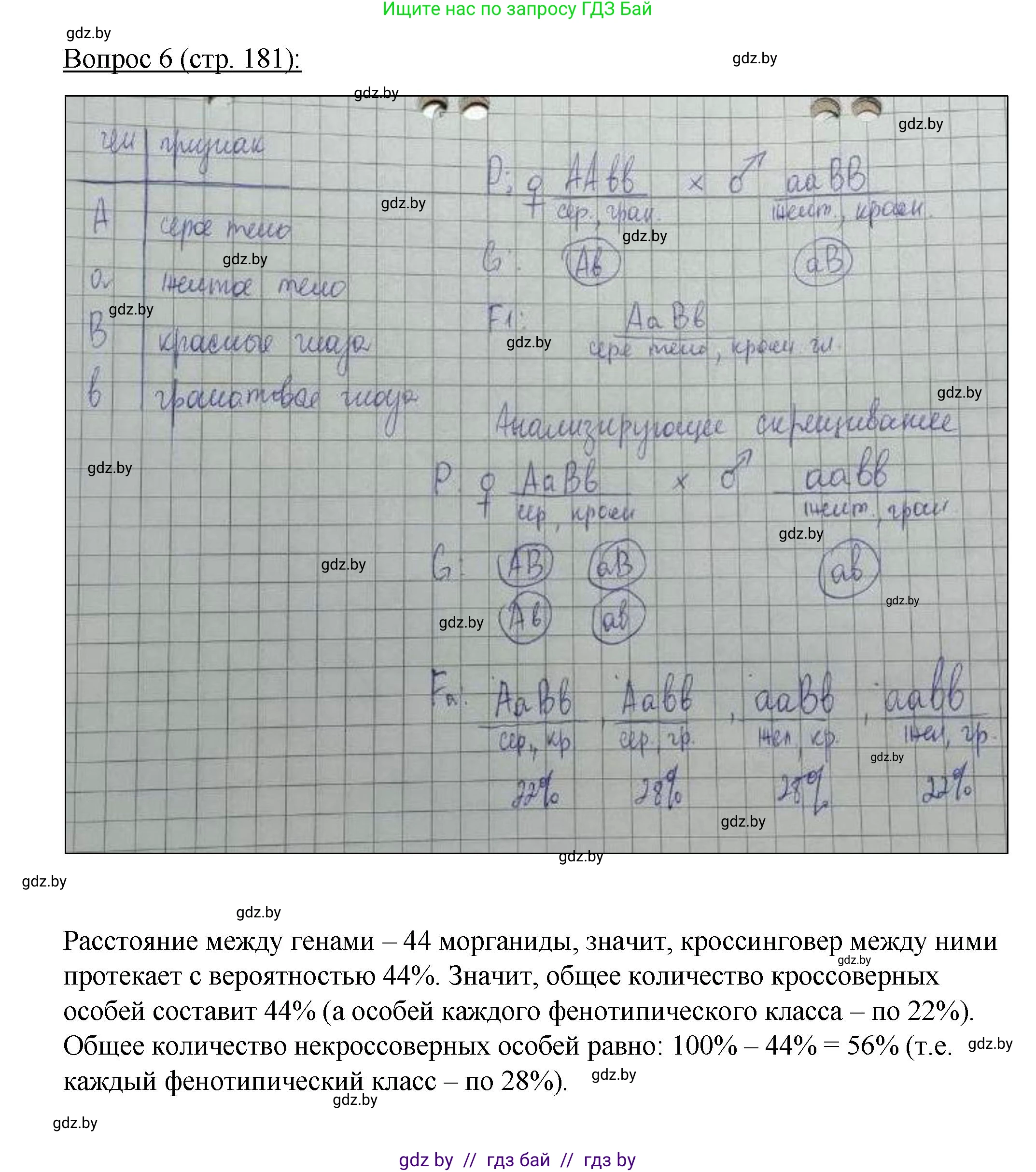 Биология, 11 класс Учебник, авторы: Дашков Максим Леонидович, Песнякевич Александр Георгиевич, Головач Алексей Михайлович, издательство Народная асвета, Минск, 2021, голубого цвета, страница 181, номер 6, Решение