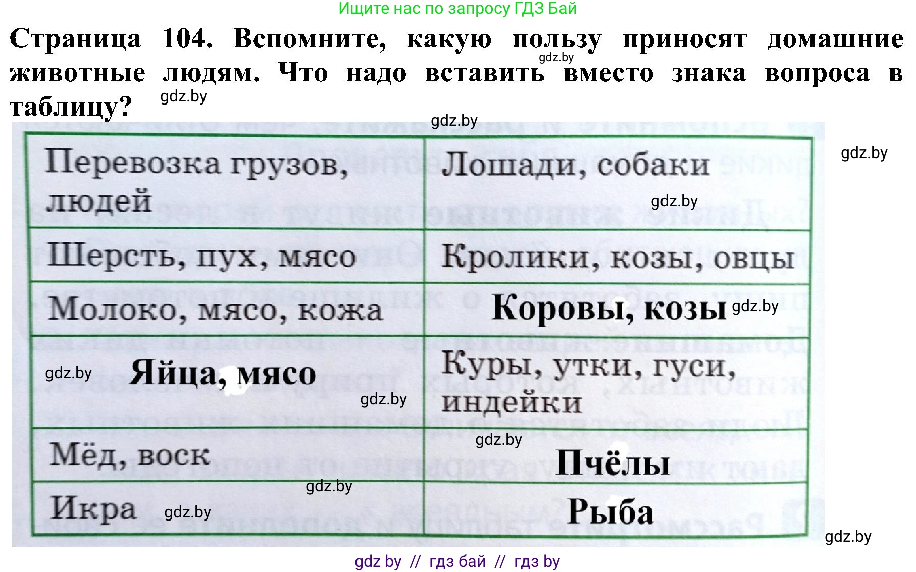 Человек и мир, 2 класс Учебник, авторы: Трафимова Галина Владимировна, Трафимов Сергей Анатольевич, издательство Академия образования, Минск, 2024, страница 104, номер 3, Решение