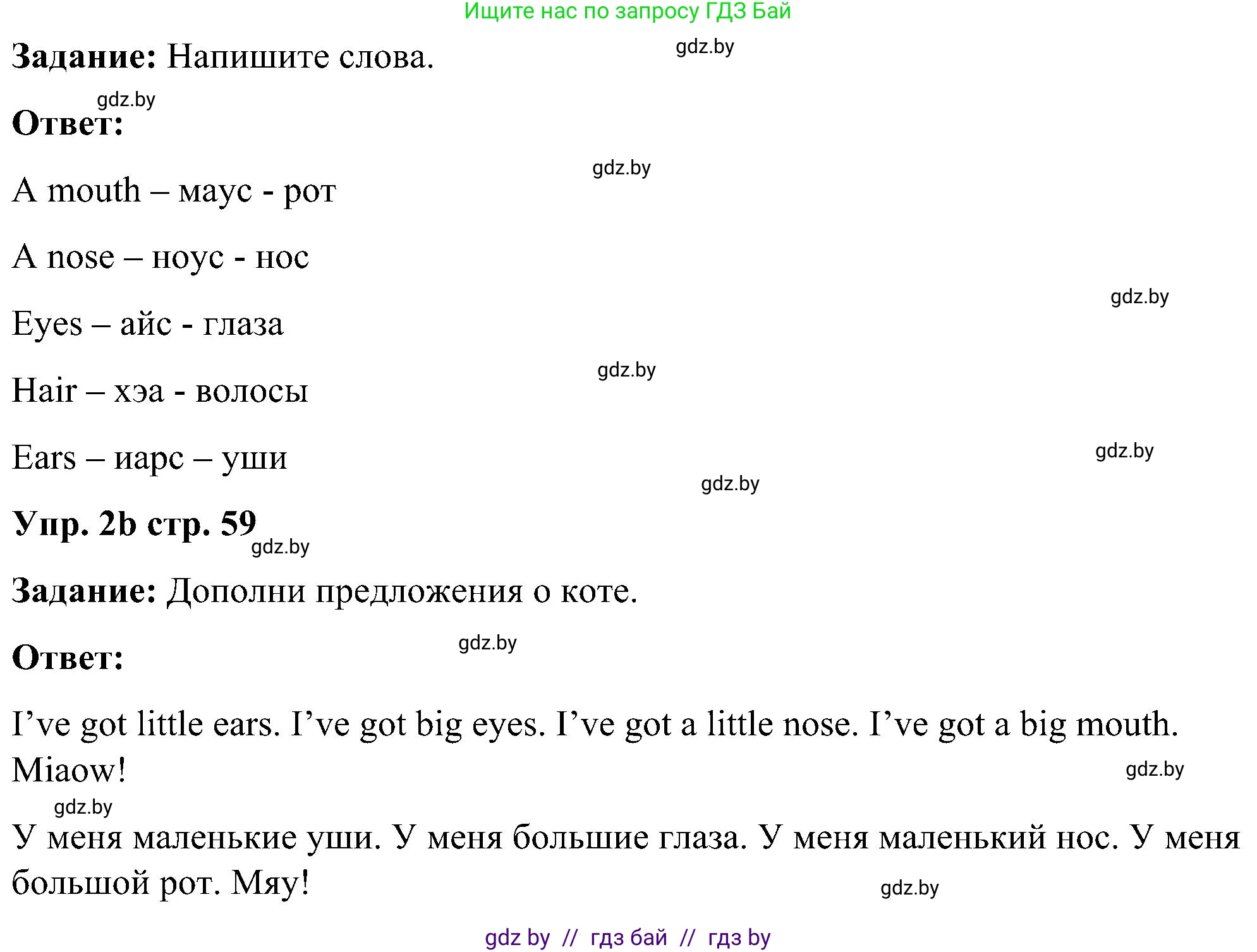 Английский язык (english), 3 класс практикум (activity book ), авторы: Лапицкая Людмила Михайловна (Lapitskaya Ludmila), Калишевич Алла Ивановна, Севрюкова Татьяна Юрьевна, Седунова Наталья Михайловна (Sedunova Natalia), издательство Аверсэв, Минск, 2023, зелёного цвета, Часть 1, страница 59, номер 2, Решение