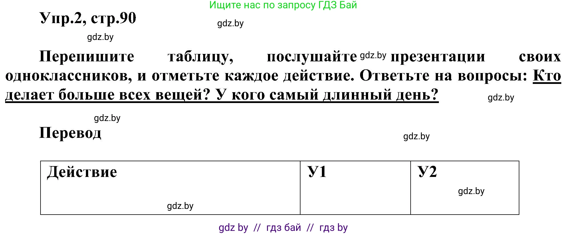 Английский язык (english), 4 класс Учебник (Student's book), авторы: Лапицкая Людмила Михайловна (Lapitskaya Ludmila), Седунова Наталья Михайловна (Sedunova Natalia), издательство Адукацыя i выхаванне, Минск, 2024, бирюзового цвета, Часть ( Part) 1, страница 90, номер 2, Решение 1