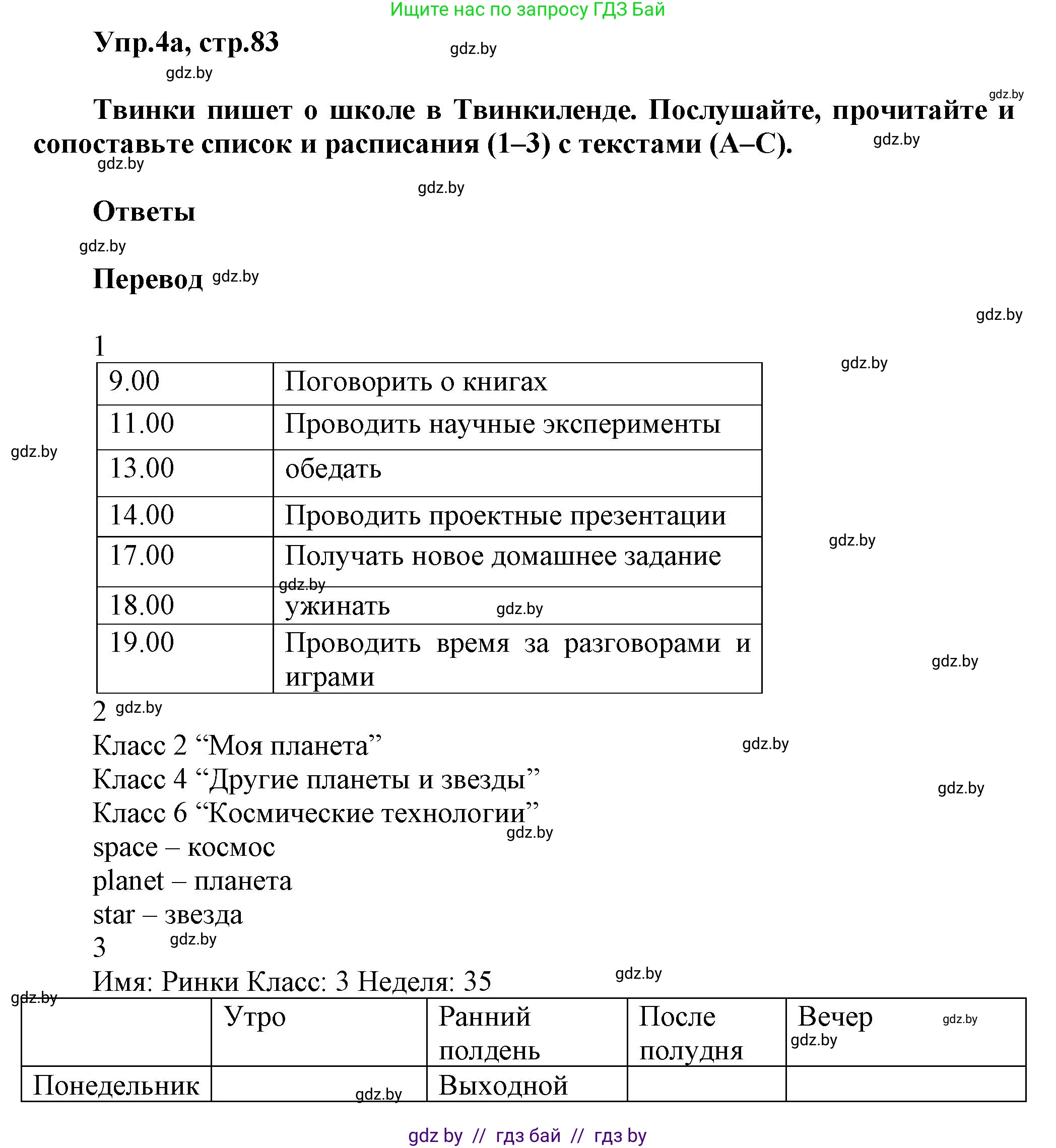 Английский язык (english), 4 класс Учебник (Student's book), авторы: Лапицкая Людмила Михайловна (Lapitskaya Ludmila), Седунова Наталья Михайловна (Sedunova Natalia), издательство Адукацыя i выхаванне, Минск, 2024, бирюзового цвета, Часть ( Part) 2, страница 83, номер 4, Решение 1