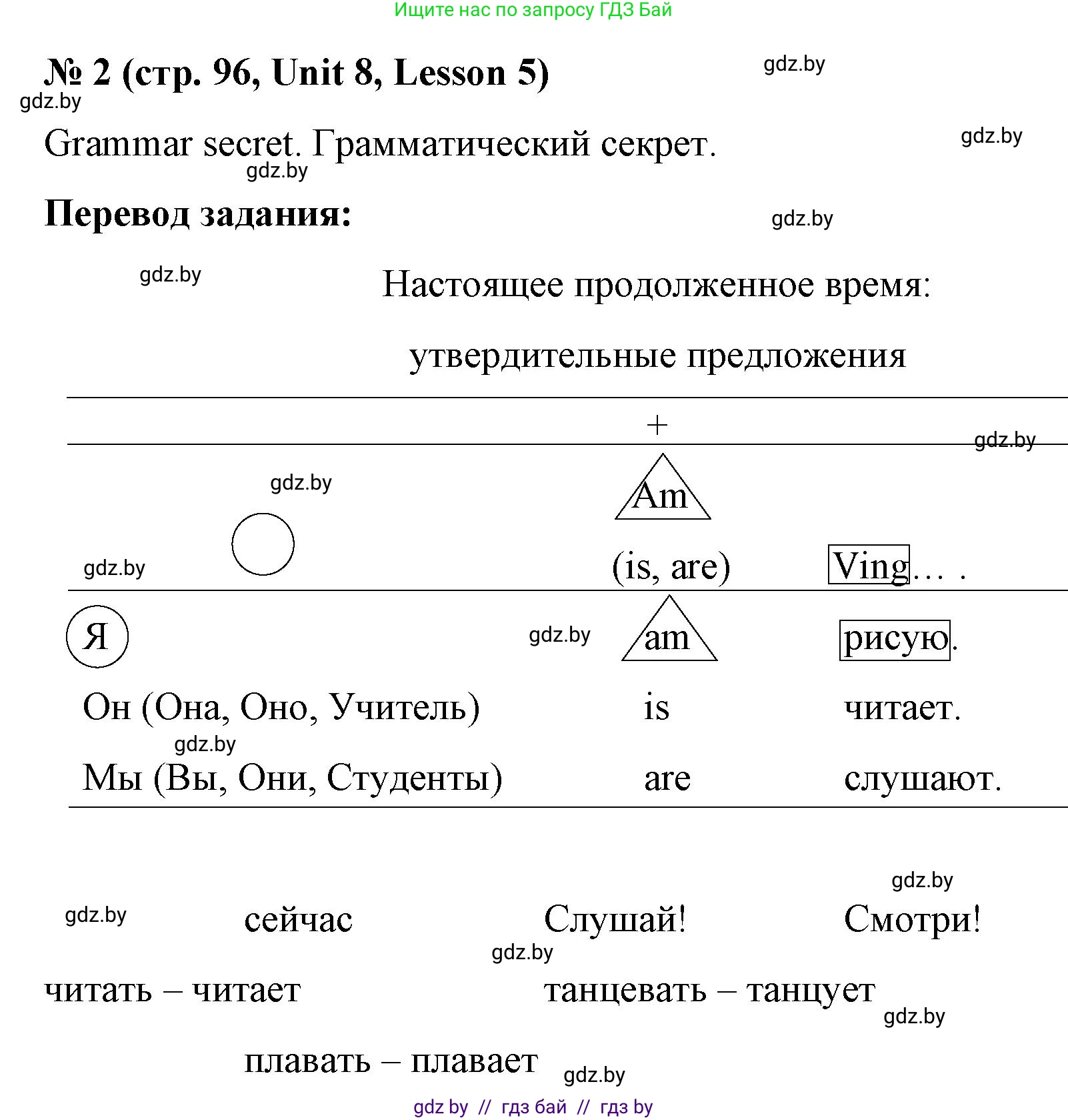 Английский язык (english), 4 класс Учебник (Student's book), авторы: Лапицкая Людмила Михайловна (Lapitskaya Ludmila), Седунова Наталья Михайловна (Sedunova Natalia), издательство Адукацыя i выхаванне, Минск, 2024, бирюзового цвета, Часть ( Part) 2, страница 96, номер 2, Решение 2