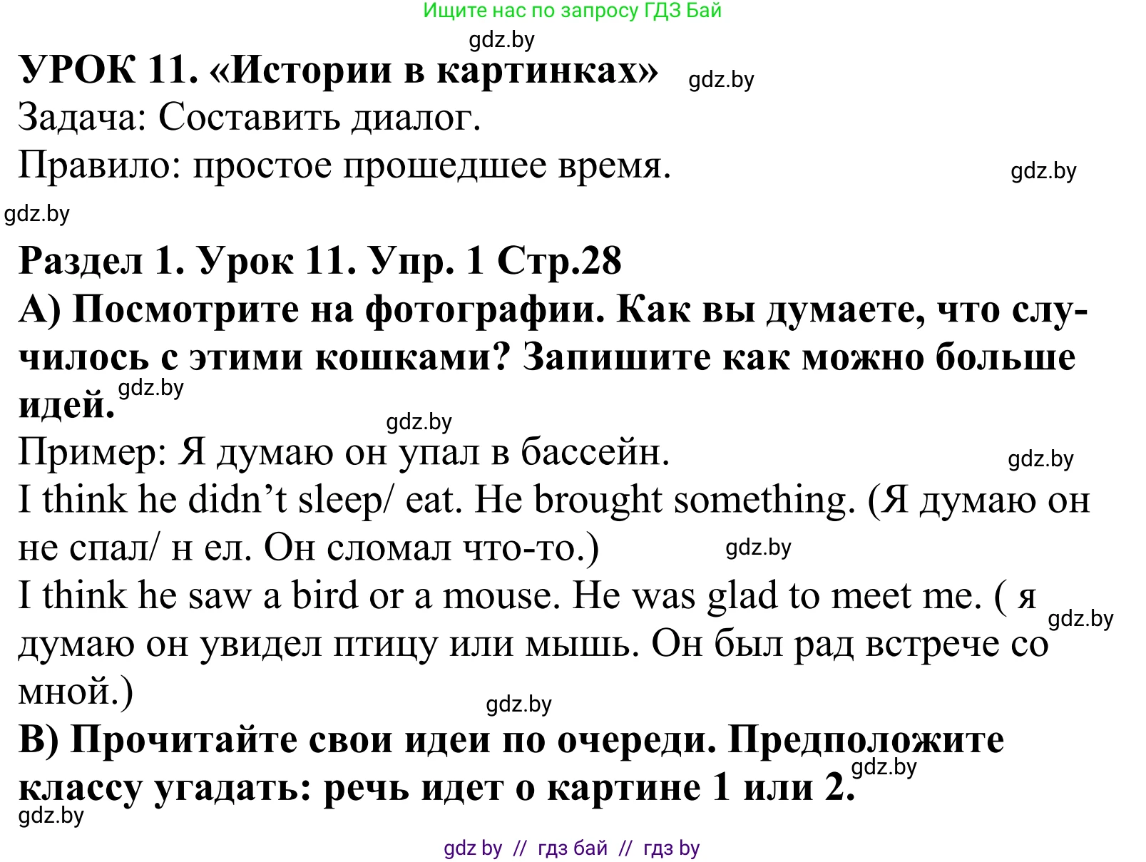Английский язык (english), 5 класс Учебник, авторы: Демченко Наталья Валентиновна, Севрюкова Татьяна Юрьевна, Наумова Елена Георгиевна, Юхнель Наталья Валентиновна, Лапицкая Людмила Михайловна (Lapitskaya Ludmila), издательство Адукацыя i выхаванне, Минск, 2017, Часть ( Part) 1, страница 28, номер 1, Решение 2