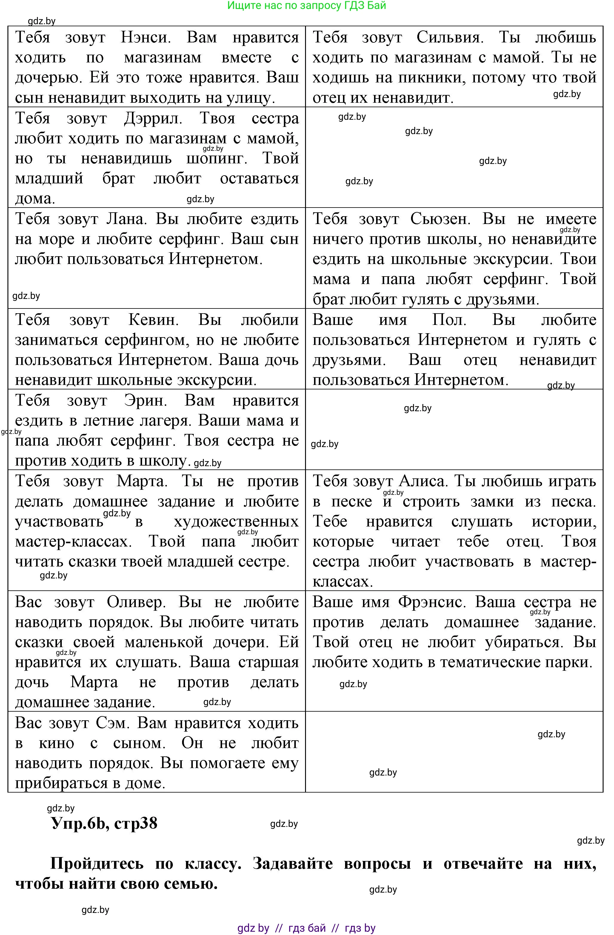 Английский язык (english), 5 класс Учебник, авторы: Демченко Наталья Валентиновна, Севрюкова Татьяна Юрьевна, Наумова Елена Георгиевна, Юхнель Наталья Валентиновна, Лапицкая Людмила Михайловна (Lapitskaya Ludmila), издательство Адукацыя i выхаванне, Минск, 2017, Часть ( Part) 1, страница 38, номер 6, Решение 1 (продолжение 3)
