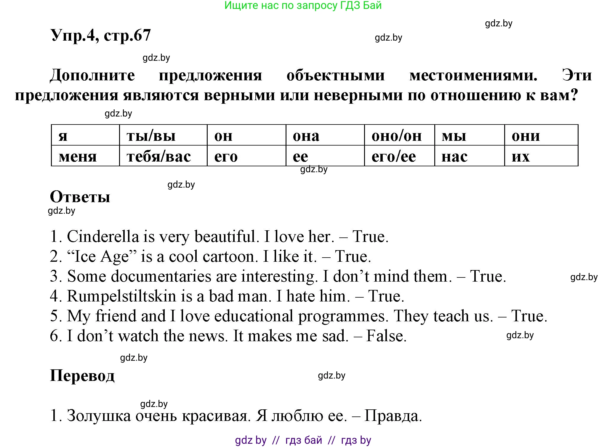 Английский язык (english), 5 класс Учебник, авторы: Демченко Наталья Валентиновна, Севрюкова Татьяна Юрьевна, Наумова Елена Георгиевна, Юхнель Наталья Валентиновна, Лапицкая Людмила Михайловна (Lapitskaya Ludmila), издательство Адукацыя i выхаванне, Минск, 2017, Часть ( Part) 1, страница 67, номер 4, Решение 1