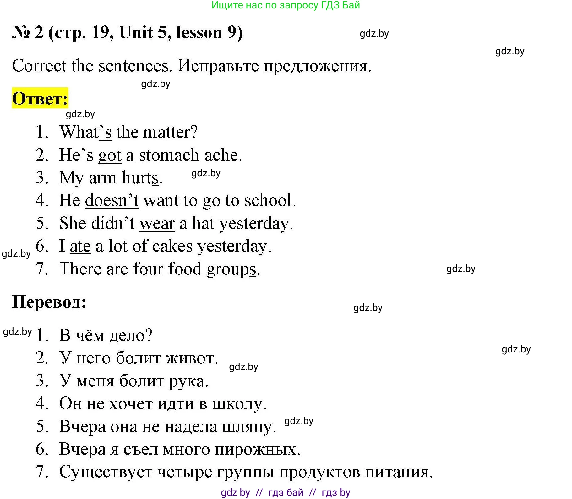 Английский язык (english), 5 класс Рабочая тетрадь (workbook), авторы: Лапицкая Людмила Михайловна (Lapitskaya Ludmila), Калишевич Алла Ивановна, Севрюкова Татьяна Юрьевна, Седунова Наталья Михайловна (Sedunova Natalia), издательство Аверсэв, Минск, 2020, оранжевого цвета, Часть 2, страница 19, номер 2, Решение