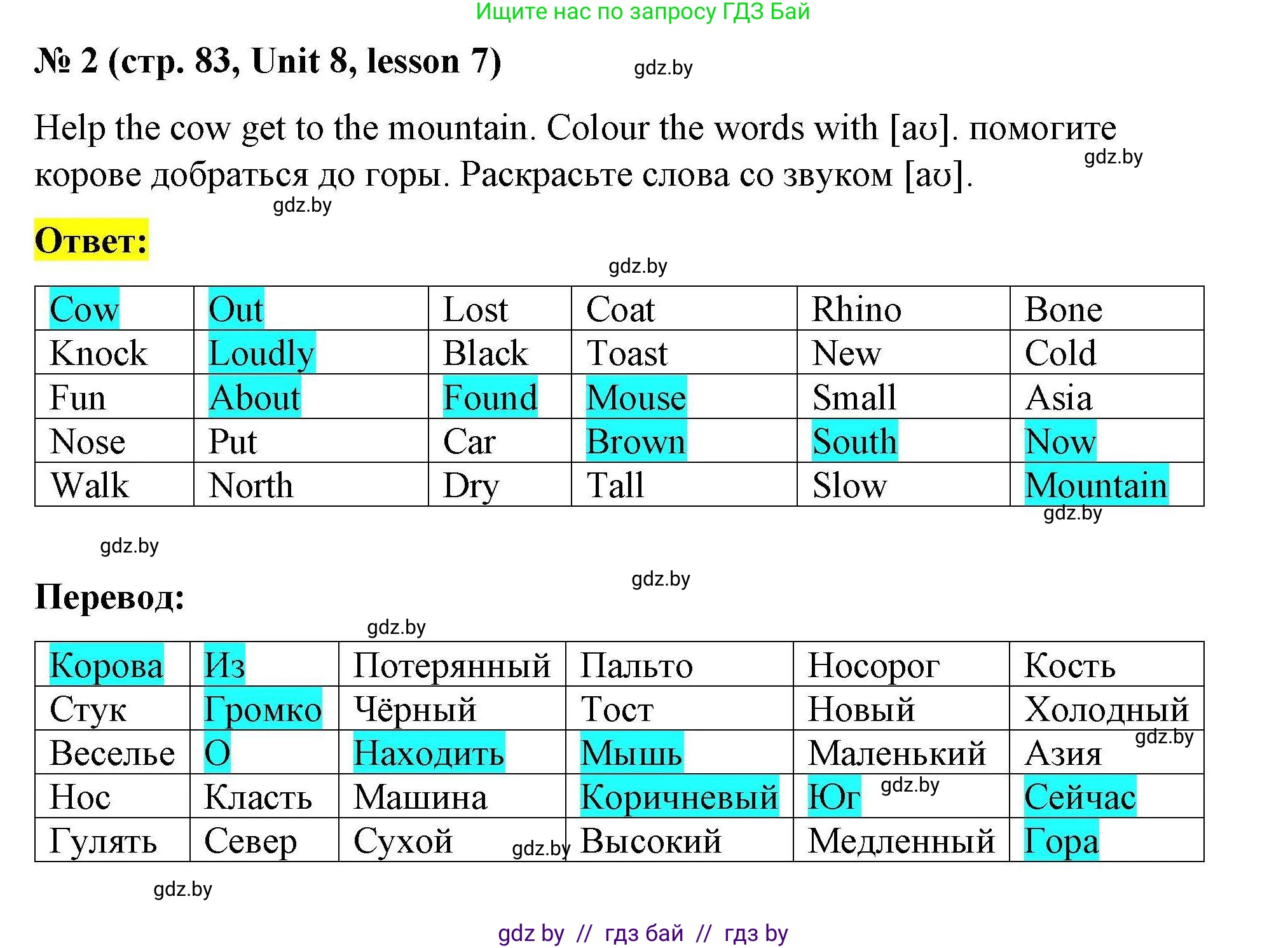 Английский язык (english), 5 класс Рабочая тетрадь (workbook), авторы: Лапицкая Людмила Михайловна (Lapitskaya Ludmila), Калишевич Алла Ивановна, Севрюкова Татьяна Юрьевна, Седунова Наталья Михайловна (Sedunova Natalia), издательство Аверсэв, Минск, 2020, оранжевого цвета, Часть 2, страница 83, номер 2, Решение