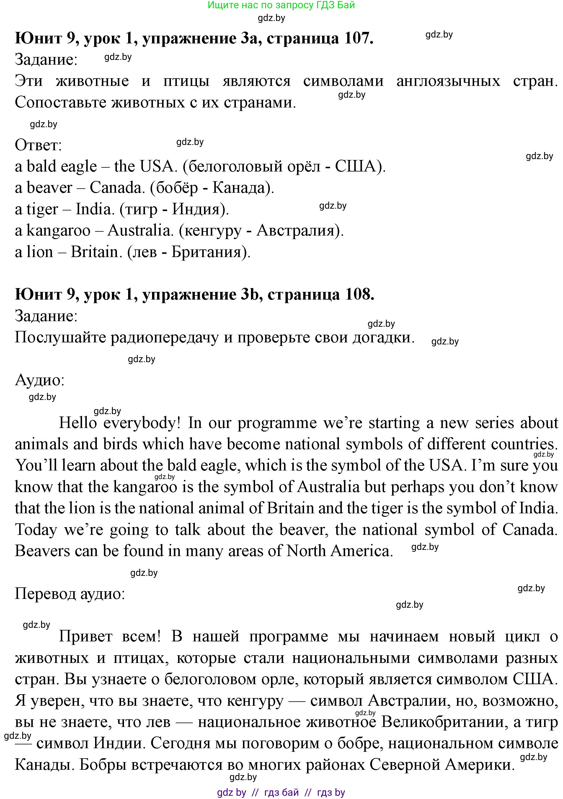 Английский язык (english), 5 класс Учебник (Student's book), авторы: Лапицкая Людмила Михайловна (Lapitskaya Ludmila), Калишевич Алла Ивановна, Севрюкова Татьяна Юрьевна, Седунова Наталья Михайловна (Sedunova Natalia), издательство Вышэйшая школа, Минск, 2020, Часть 2, страница 107, номер 3, Решение 1