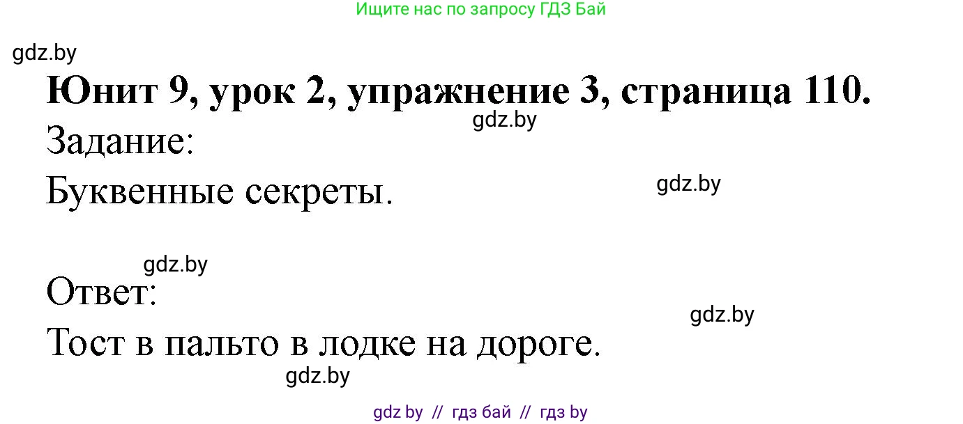 Английский язык (english), 5 класс Учебник (Student's book), авторы: Лапицкая Людмила Михайловна (Lapitskaya Ludmila), Калишевич Алла Ивановна, Севрюкова Татьяна Юрьевна, Седунова Наталья Михайловна (Sedunova Natalia), издательство Вышэйшая школа, Минск, 2020, Часть 2, страница 110, номер 3, Решение 1
