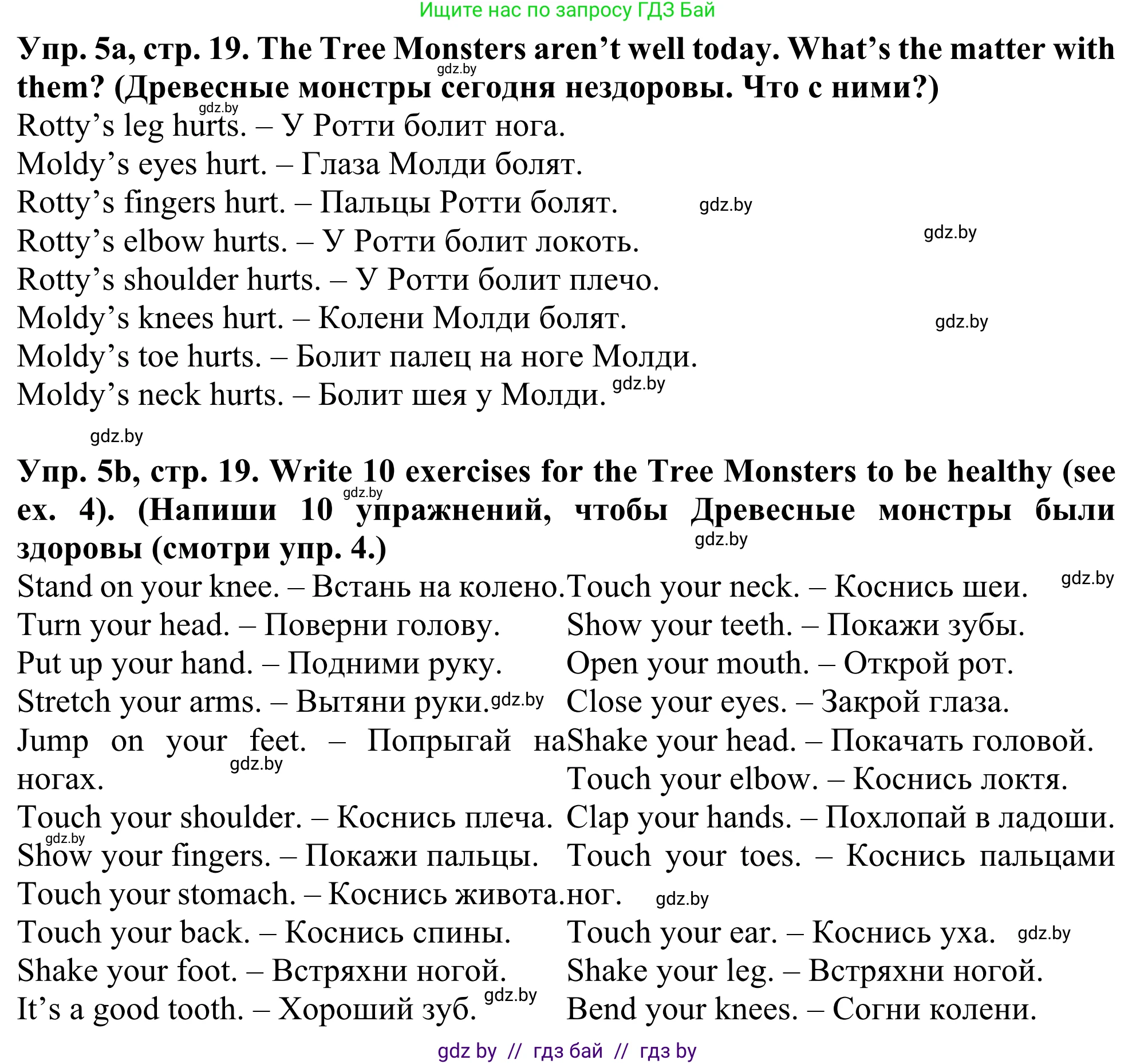 Английский язык (english), 5 класс Учебник (Student's book), авторы: Лапицкая Людмила Михайловна (Lapitskaya Ludmila), Калишевич Алла Ивановна, Севрюкова Татьяна Юрьевна, Седунова Наталья Михайловна (Sedunova Natalia), издательство Вышэйшая школа, Минск, 2020, Часть 2, страница 19, номер 5, Решение 2